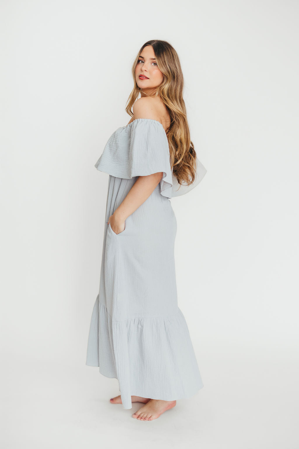 Josie 100% Cotton Maxi Dress - Bump & Nursing Friendly Maternity Dress for Pregnancy & Breastfeeding | Comfortable Summer Dress for Casual Outings, Beach Vacations & Maternity Photoshoots