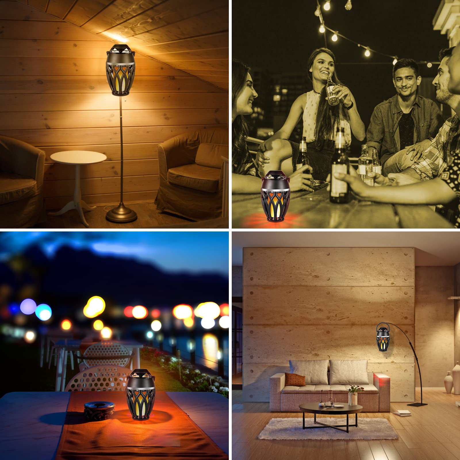 Vanten 2 Pack Outdoor Bluetooth Speakers with LED Flame Effect, Bluetooth 5.0, IPX5 Waterproof, Flame Torch Atmosphere Speaker, Perfect Gift for Men & Women, Ideal for Party, Garden, Home, Patio, Camping & Outdoor Adventures