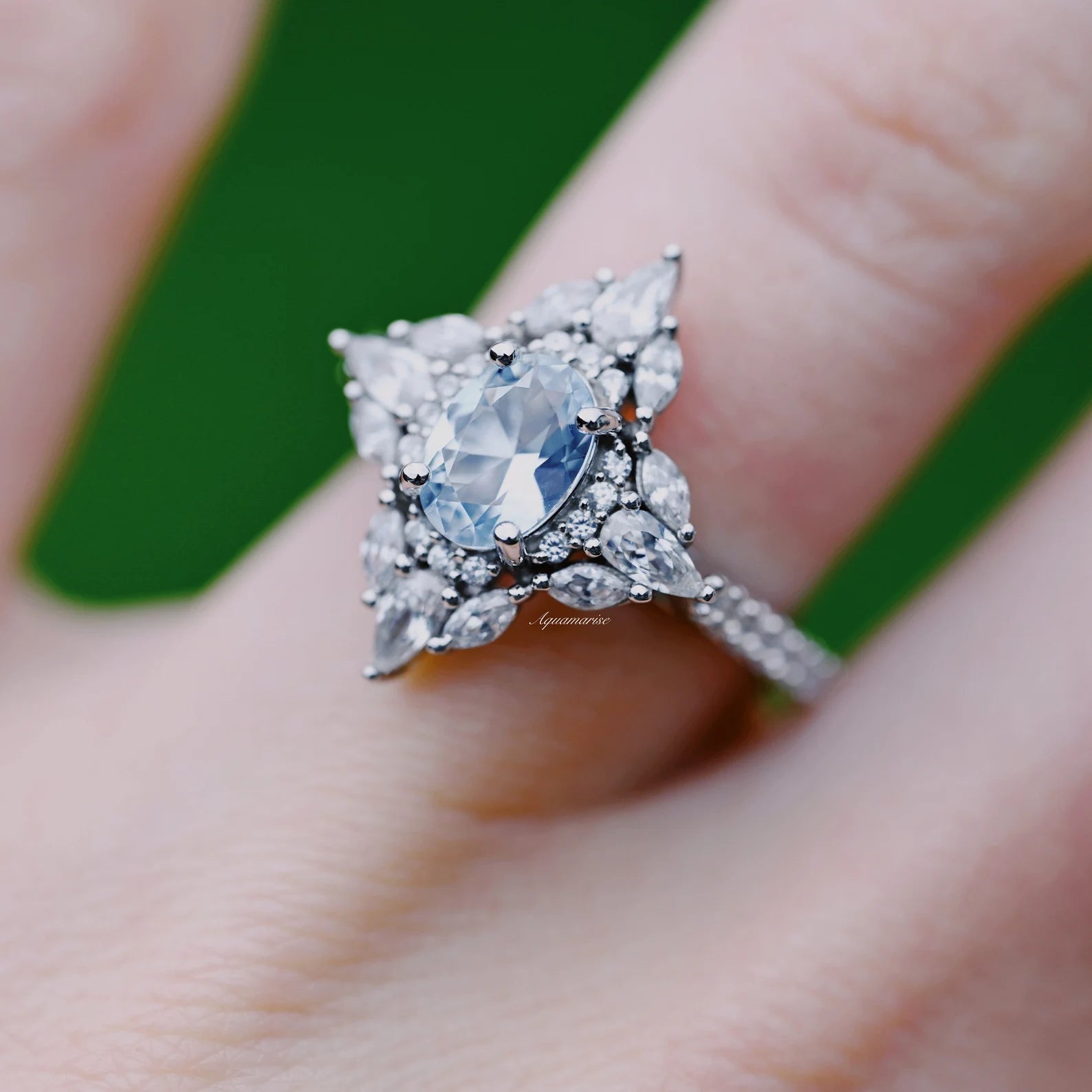 Stella North Star Aquamarine Ring - Sterling Silver Jewelry for Women, Elegant Birthstone Gift for March, Anniversary & Valentine's Day | Perfect for Everyday Wear & Special Occasions