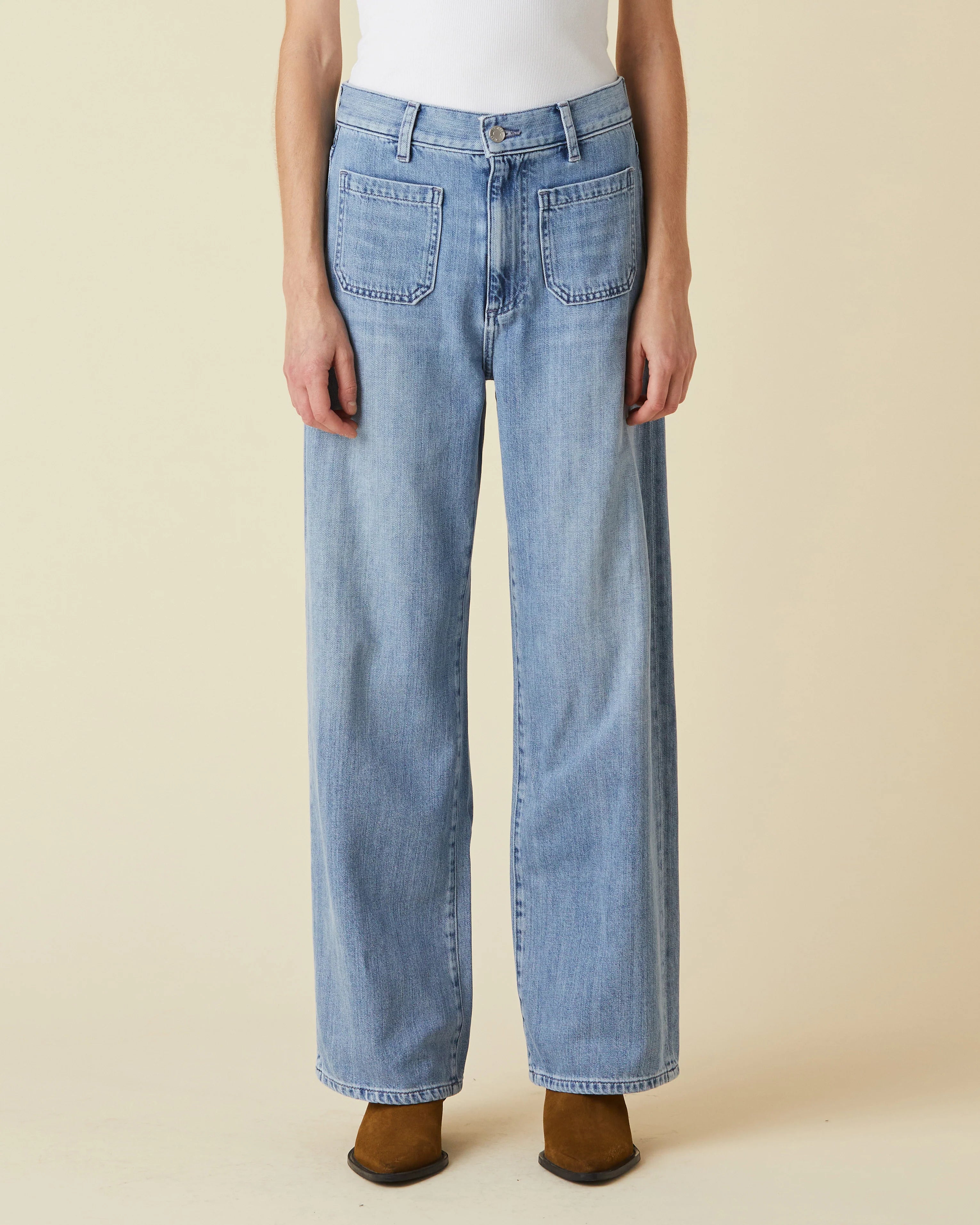 Amber Soft Barrel Jeans - Women's High Waist Stretch Denim Pants | Desert Valley Wash | Perfect for Casual Wear & Everyday Outfits