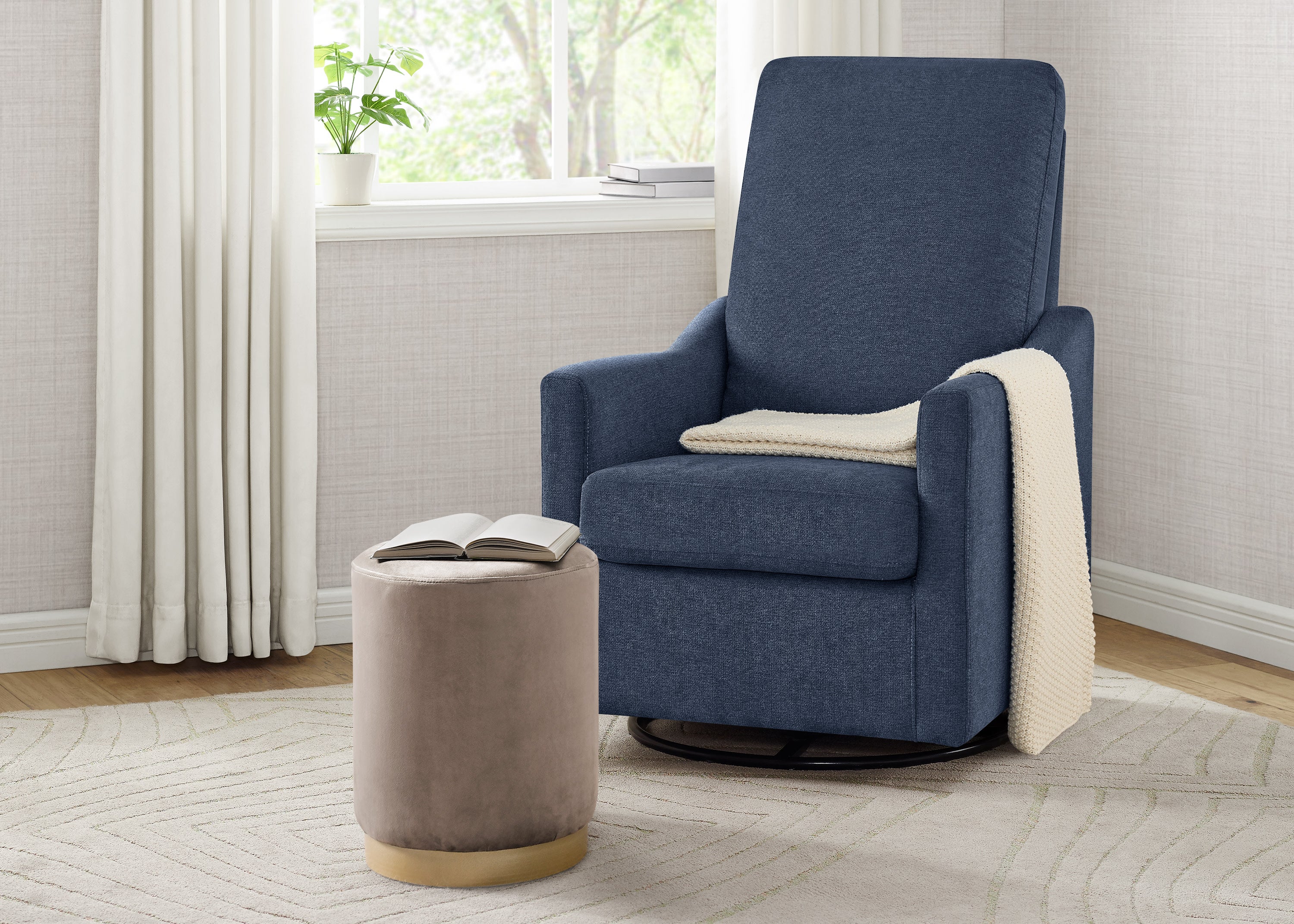 Andie Nursery Glider Swivel Chair - Stain Resistant LiveSmart Fabric - Comfortable Rocking Chair for Breastfeeding & Baby Nursery - Perfect for Nursing, Reading & Relaxing with Your Newborn