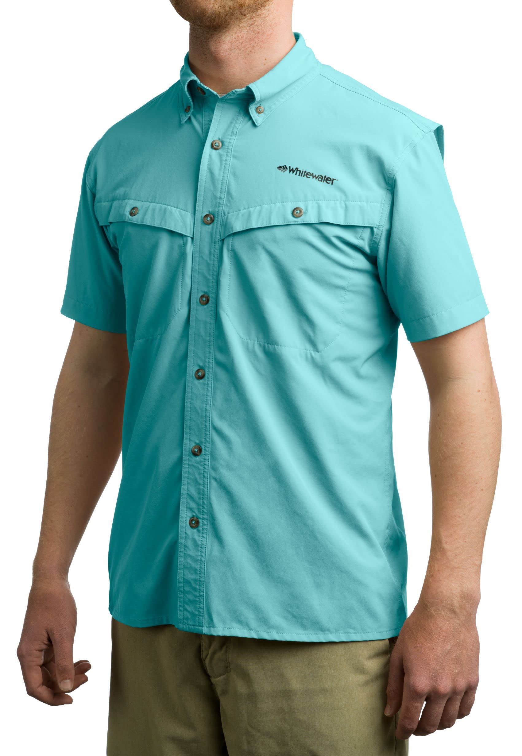 Whitewater Lightweight Moisture Wicking UPF 50+ Sun Protection Fishing Shirt for Men - Quick Dry Breathable Performance Shirt for Outdoor Activities, Hiking & Water Sports