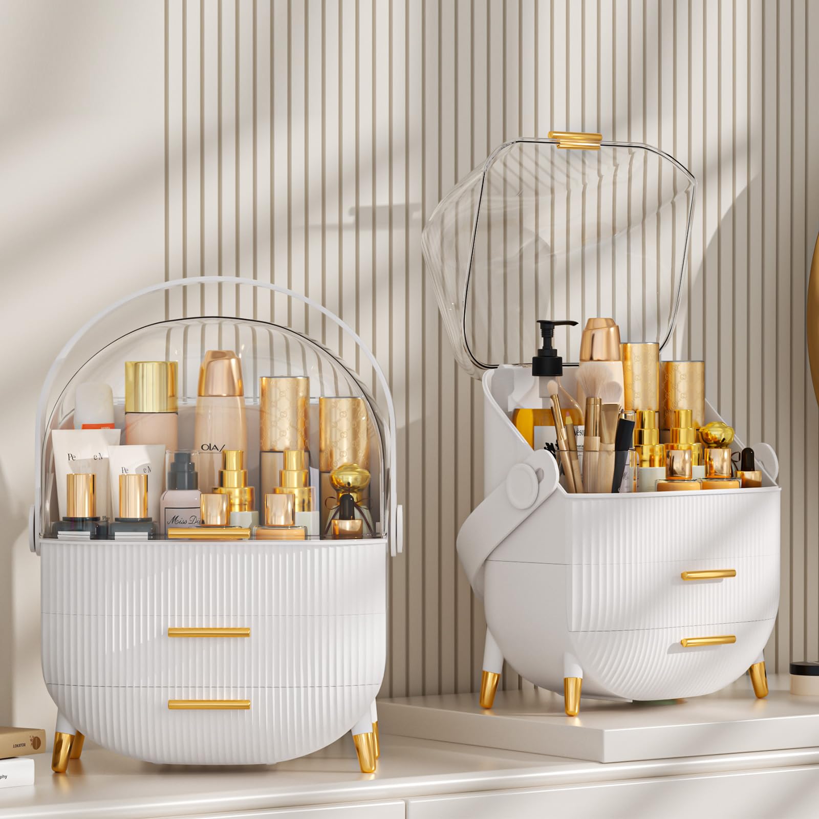 Clear Acrylic Makeup Organizer with Transparent Cover - Cosmetic & Skincare Storage Case for Lipstick, Brushes, and Beauty Products | Perfect for Bathroom Countertop, Bedroom Vanity, and Travel Organization