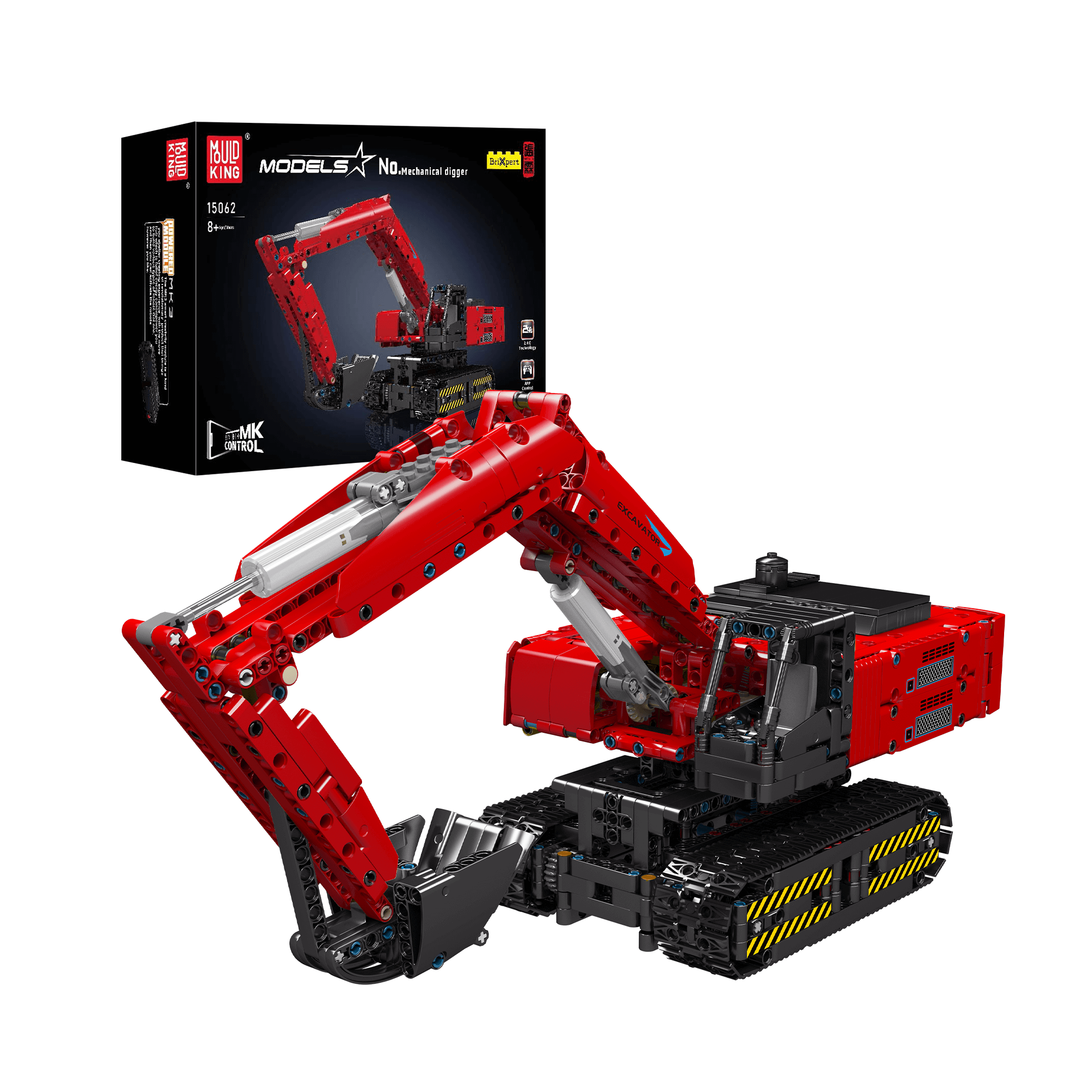 Mould King 15061 15062 Remote Control Excavator Building Blocks Set - STEM Educational Toy for Kids & Adults, Construction Engineering Play for Boys Girls