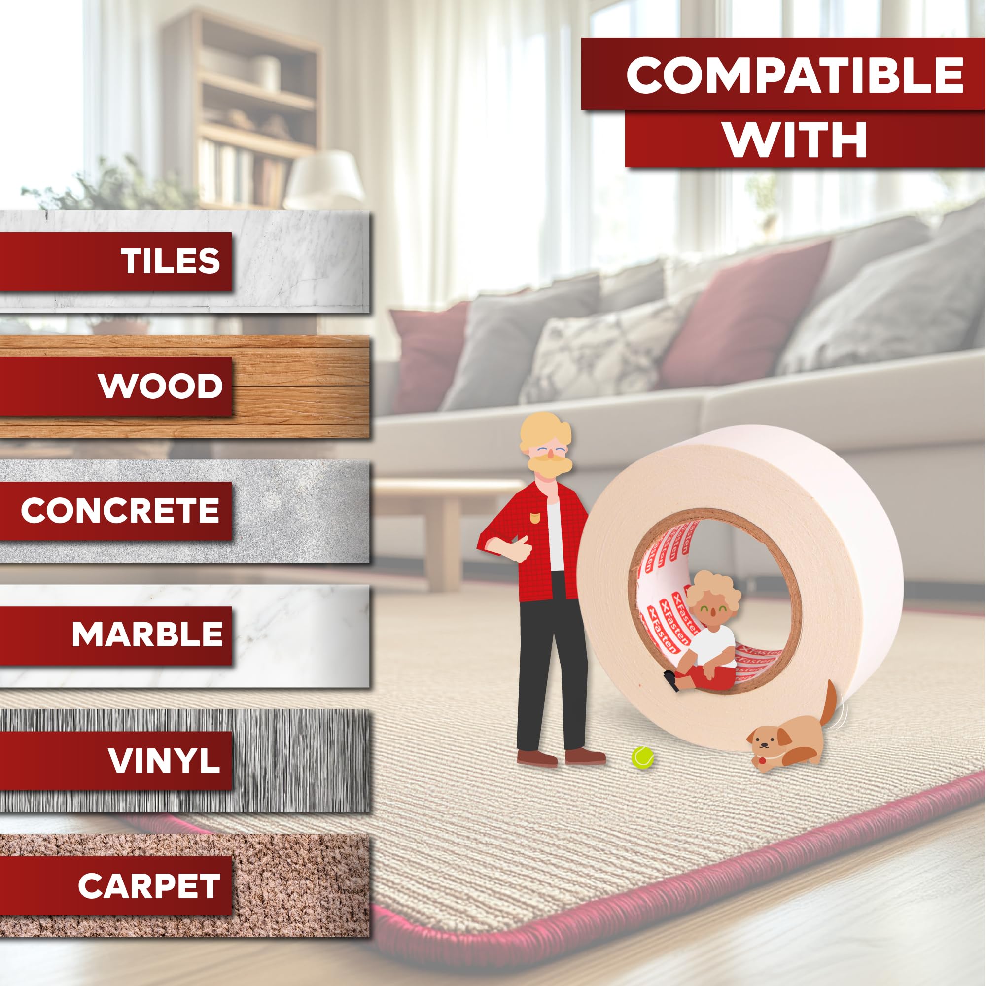 XFasten Heavy Duty Double Sided Carpet Tape 2