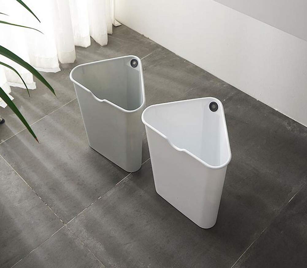 Hflove Triangle Plastic Kitchen Trash Can - White Corner Waste Bin for Small Spaces | Perfect for Under Sink, Bathroom, or Office Use