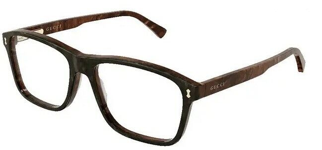 Gucci GG 1045O 003 Brown Rectangle Unisex Eyeglasses - Classic Designer Optical Frames for Men & Women - Perfect for Office, Reading & Fashion Accessories
