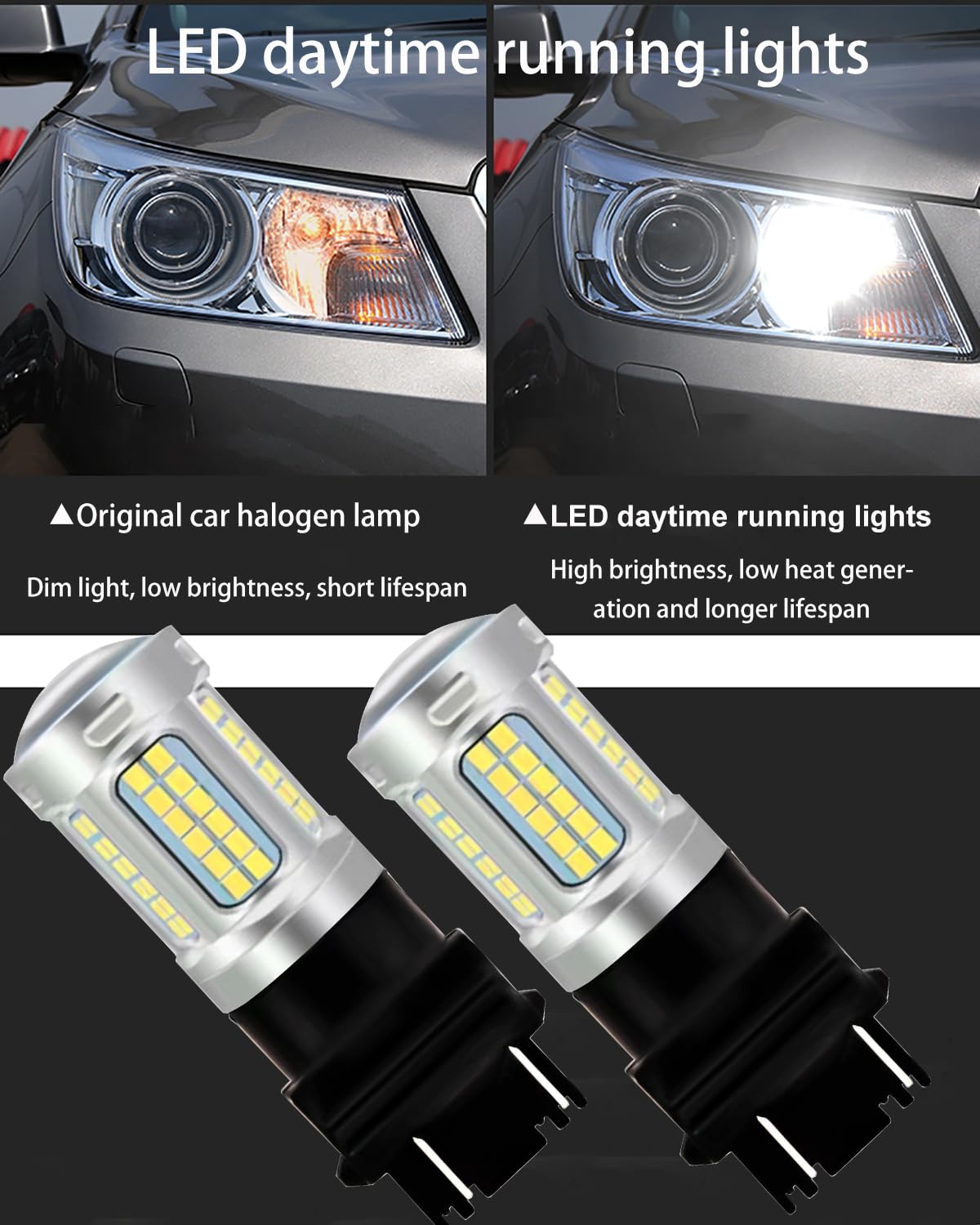 3157 LED Bulb - Super Bright 12V Reverse Light Bulbs for Cars, Trucks, SUVs (3157 4157 3057 3156 Compatible) - Low Power Consumption, White Backup & Tail Brake Lights (2-Pack) - Perfect for Night Driving, Parking & Enhanced Vehicle Safety