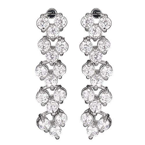 Matashi Rhodium Plated Cubic Zirconia (CZ) Jewelry Set for Women - Elegant Earrings, Bracelet & Necklace Set | Perfect for Parties, Weddings & Special Occasions