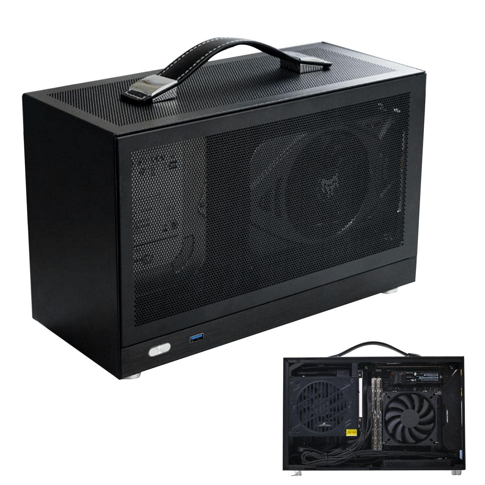 Veeteah ITX PC Case - Aluminum Alloy Mini Computer Chassis with USB Ports | Compact Desktop Case for Home Office & Gaming Setup