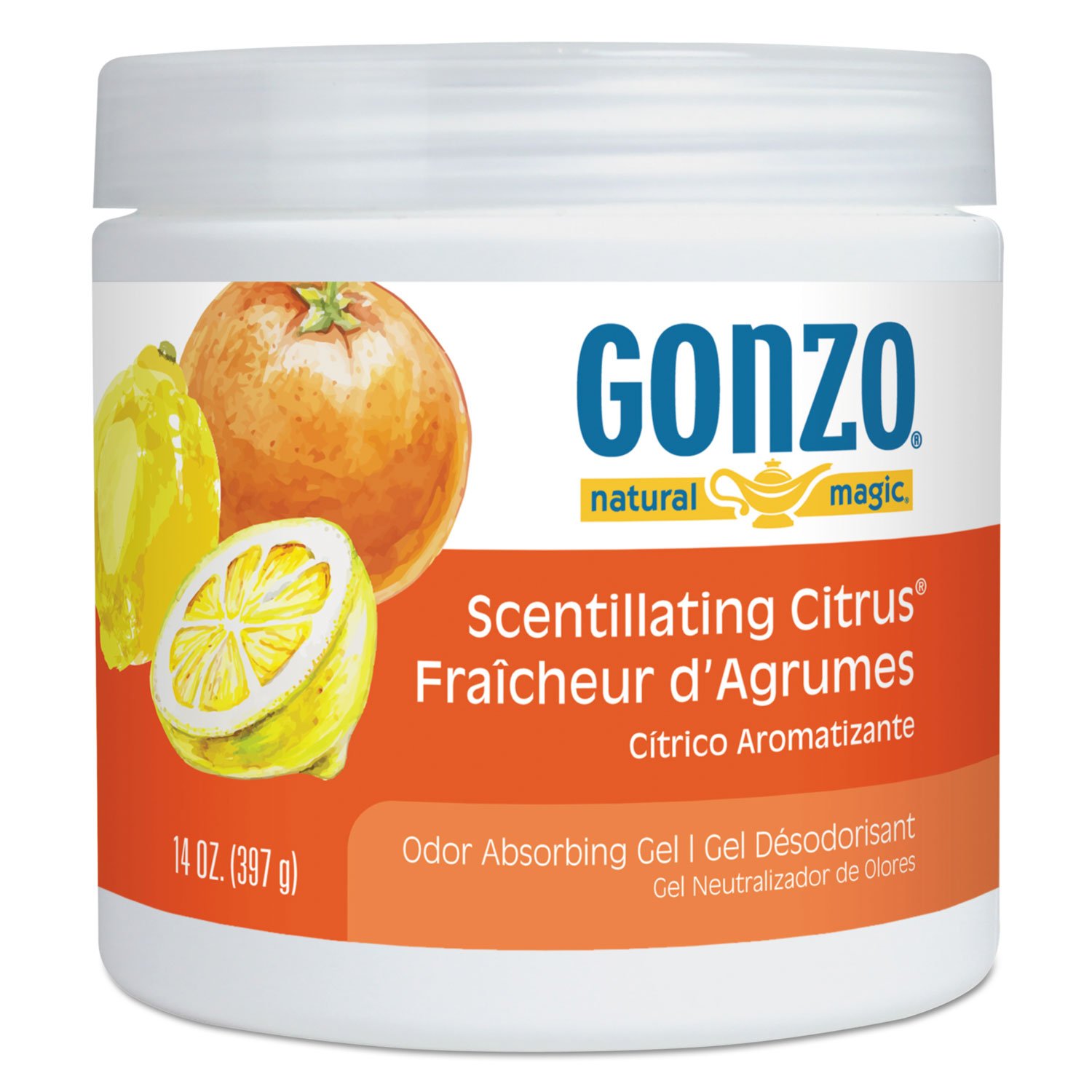 Natural Magic 4119D Odor Absorbing Gel - Scentillating Citrus, 14 oz Jar (12-Pack) | Eliminate Household Odors in Bathrooms, Kitchens & Cars | Long-Lasting Freshness for Homes & Offices