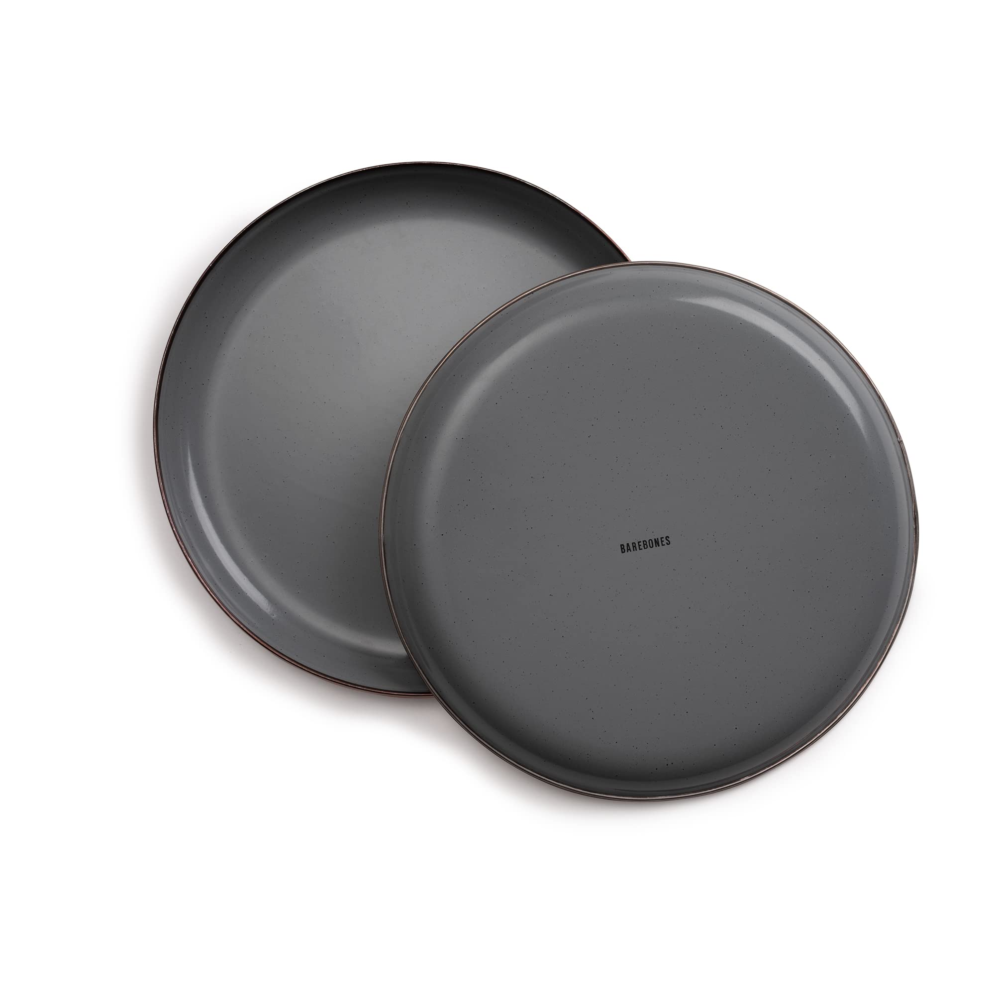 Barebones Enamel Deep Plate Set of 2 - Handcrafted Stainless Steel Trim Dinner Plates for Camping, Picnics & Outdoor Dining (Slate Gray) - Durable Kitchenware for RV, BBQ and Family Gatherings