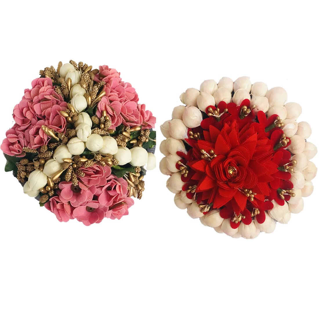 Arooman™ Artificial Flower Hair Jewelry - Bridal Hair Accessories for Women & Girls, Wedding Bun Decor, Multicolor Floral Hair Clips (Pack of 2) - Perfect for Weddings, Parties & Boho Fashion Styles