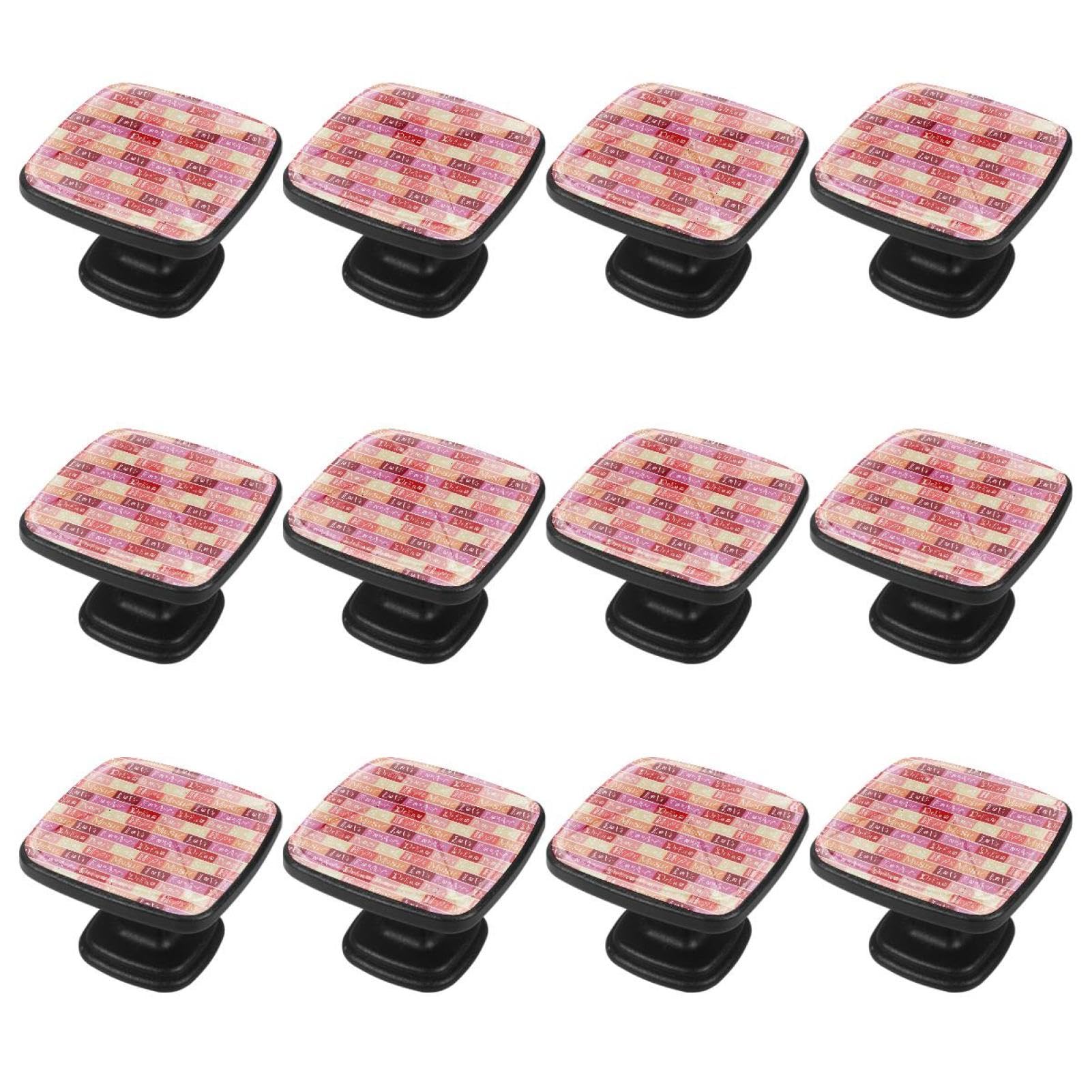 12Pcs Colorful Striped Alphabet Cabinet Handles & Drawer Knobs - Vintage Dresser Hardware for Bedroom, Kitchen & Bathroom Storage Furniture