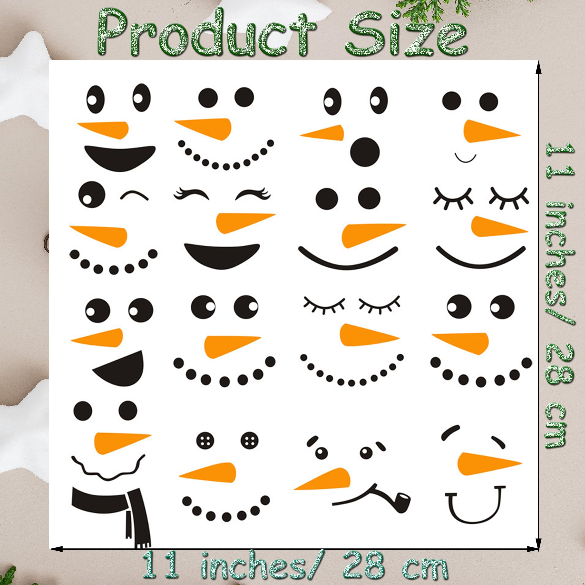 32pcs Cute Snowman Face Stickers - Small Vinyl Wall Decals & Cup Stickers for Christmas Decorations | Perfect for Holiday Party, Winter Home Decor & Gift Wrapping