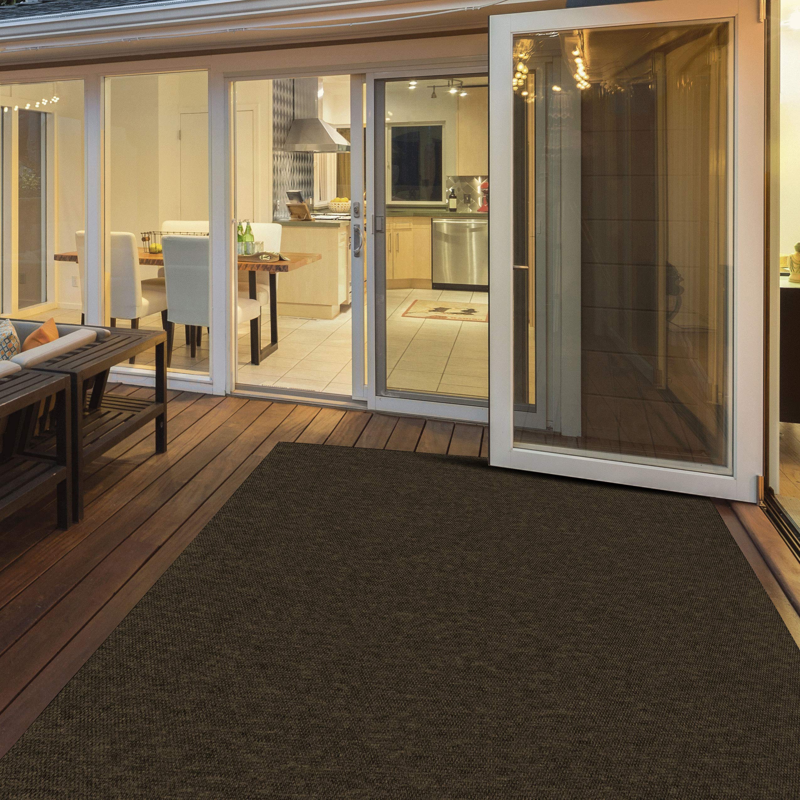KOECKRITZ Soft Indoor/Outdoor Hobnail Style Area Rug - Lightweight Flexible Non-Slip Carpet for Living Room, Bedroom, Patio (9'x12', Mocha) - Easy to Clean & Transport