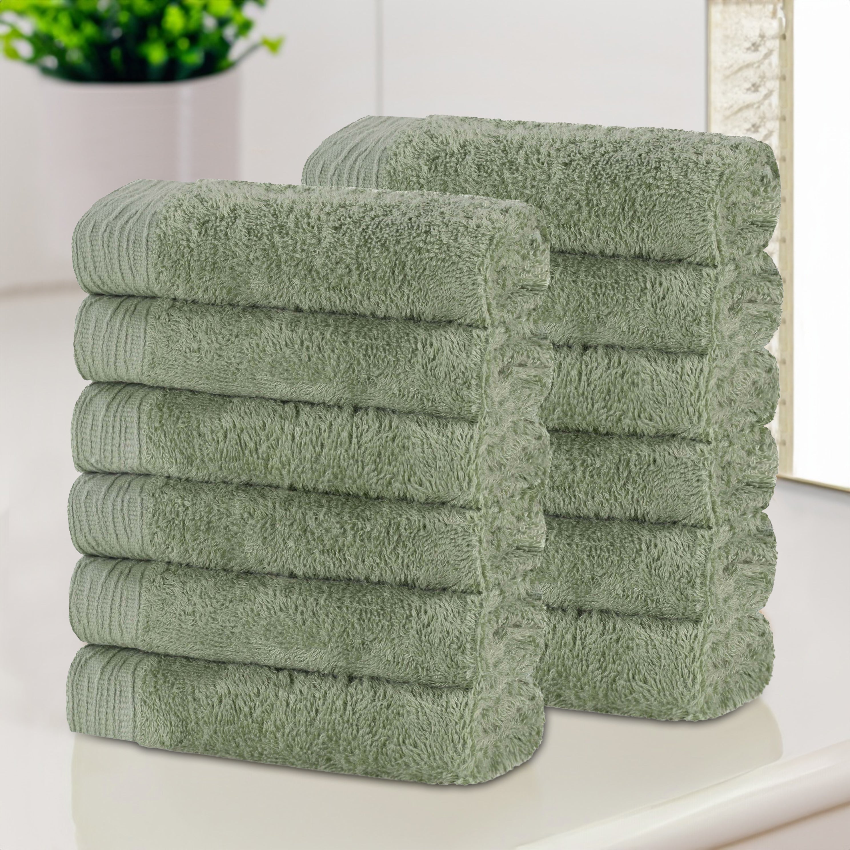 12-Pack Bamboo Rayon Eco-Friendly Face Towels & Washcloths - Soft, Absorbent & Sustainable for Spa, Gym & Daily Skincare