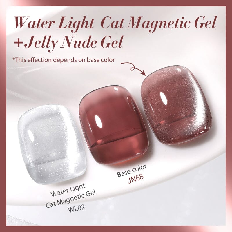 2-Pack #20 Water Light Cat Magnetic Gel & Jelly Nude Gel - Perfect for Nail Art, DIY Manicures & Salon Quality Nails at Home