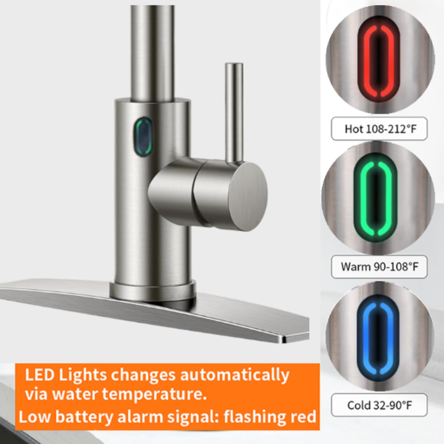 Smart Motion Sensor Touchless Kitchen Faucet with 3-Mode Pull Down Sprayer - Brushed Nickel, Ceramic Valve, 1 or 3 Hole Installation (17.79