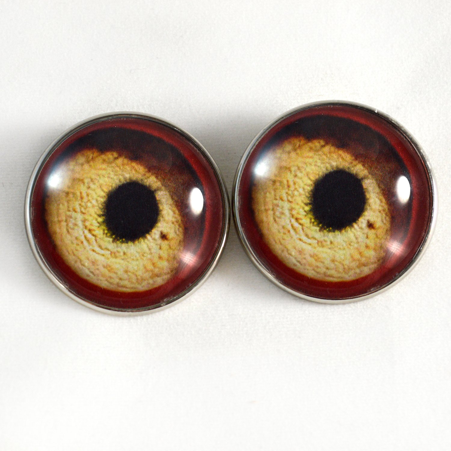 30mm Vulture Eyes Buttons with Loop for Sewing - Perfect for Crocheted Dolls, Stuffed Animals, Soft Sculptures & Jewelry Making Crafts - Set of 2 - DIY Accessories for Unique Handmade Creations