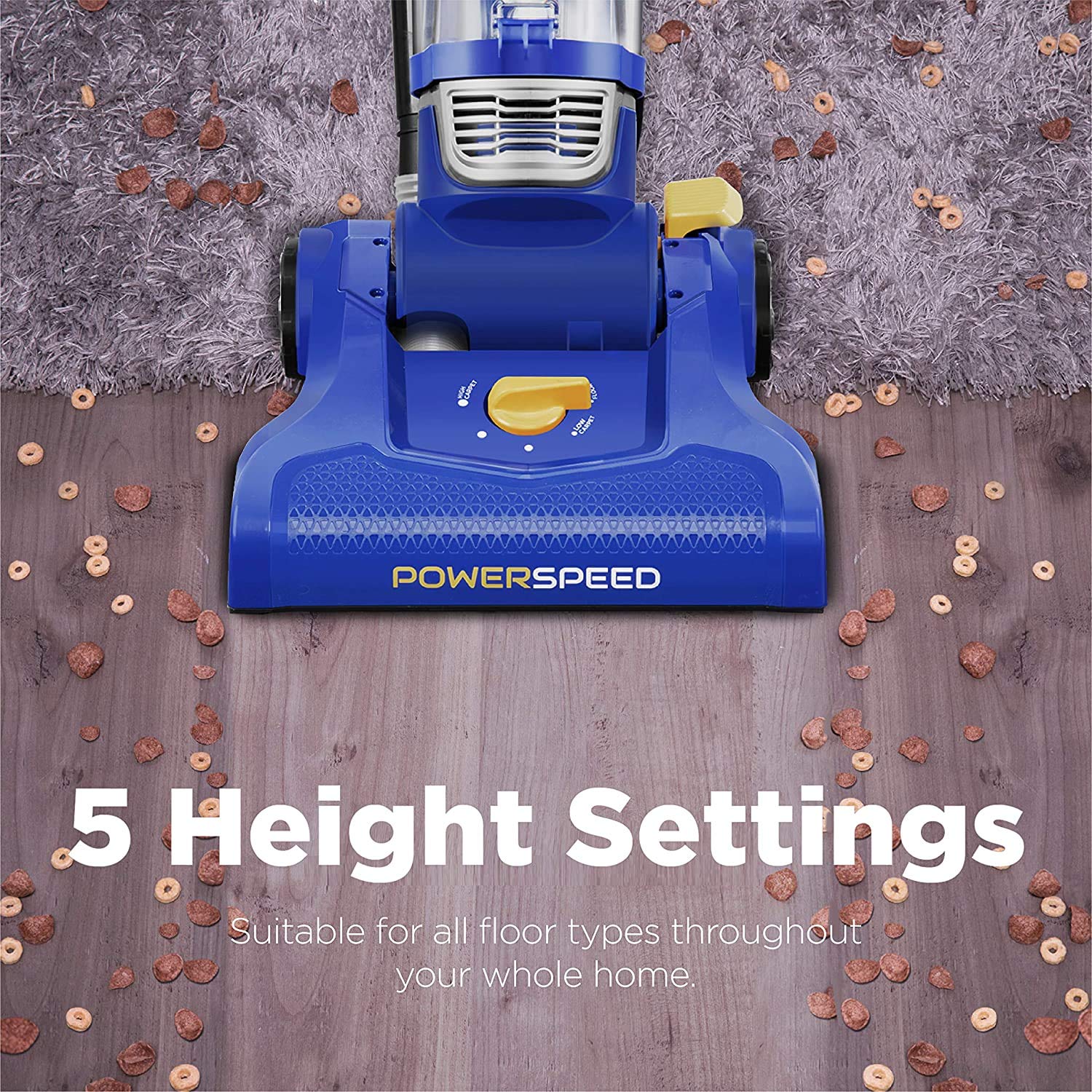 Eureka PowerSpeed NEU182C Bagless Upright Vacuum Cleaner - Lightweight for Home, Pets & Cars, 5 Height Adjustments for Carpets & Hard Floors (Blue) | Perfect for Pet Hair Removal & Deep Cleaning