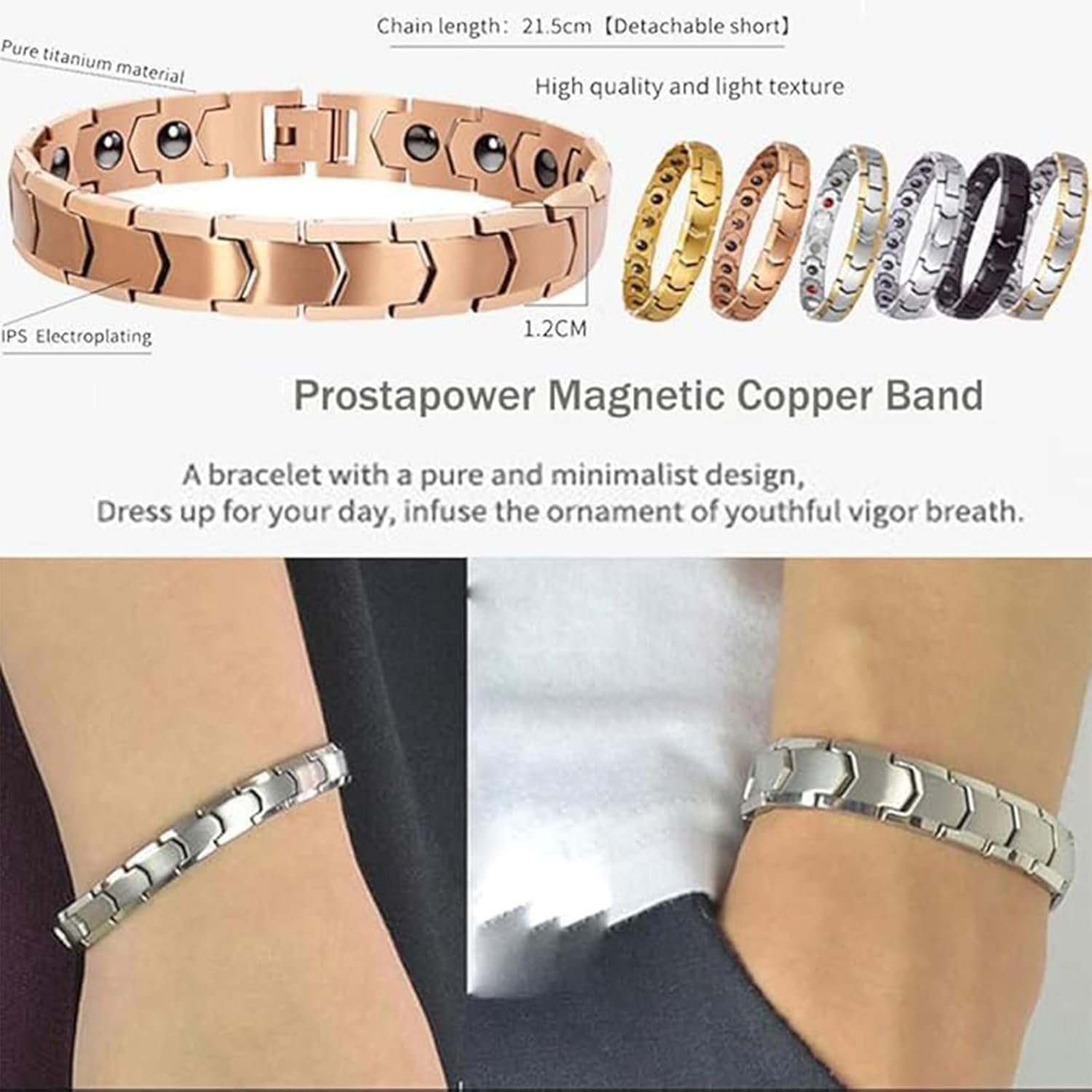 Quantum Copper Magnetic Bracelet for Men & Women - Adjustable Fashion Bracelet with Prostate Support - Perfect for Pain Relief, Energy Boost & Daily Wear