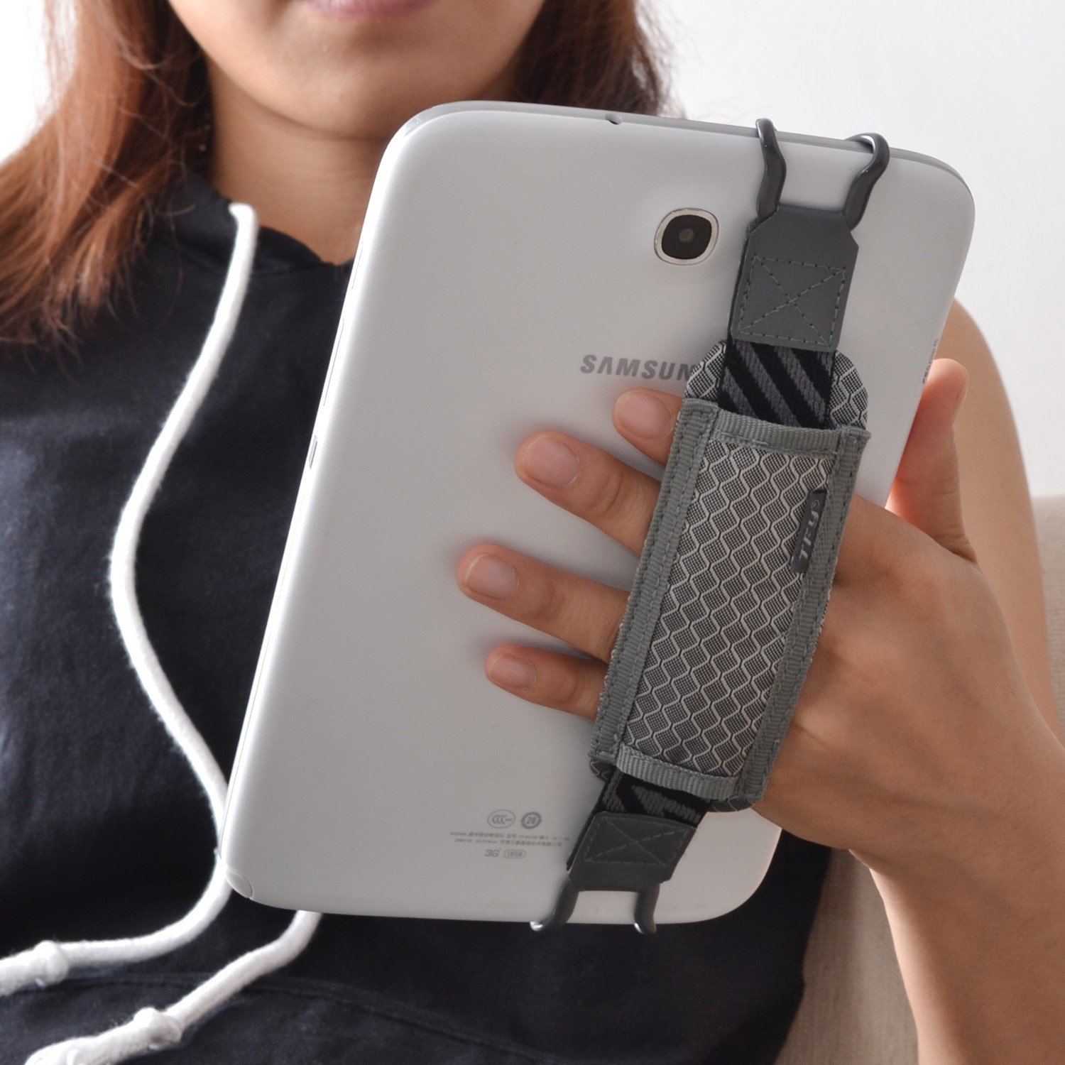 TFY Tablet Security Hand Strap Holder - Universal Grip for iPad, iPad Air, iPad Pro, Samsung & Nexus Tablets (Gray) | Anti-Slip Design for Reading, Gaming & Outdoor Use
