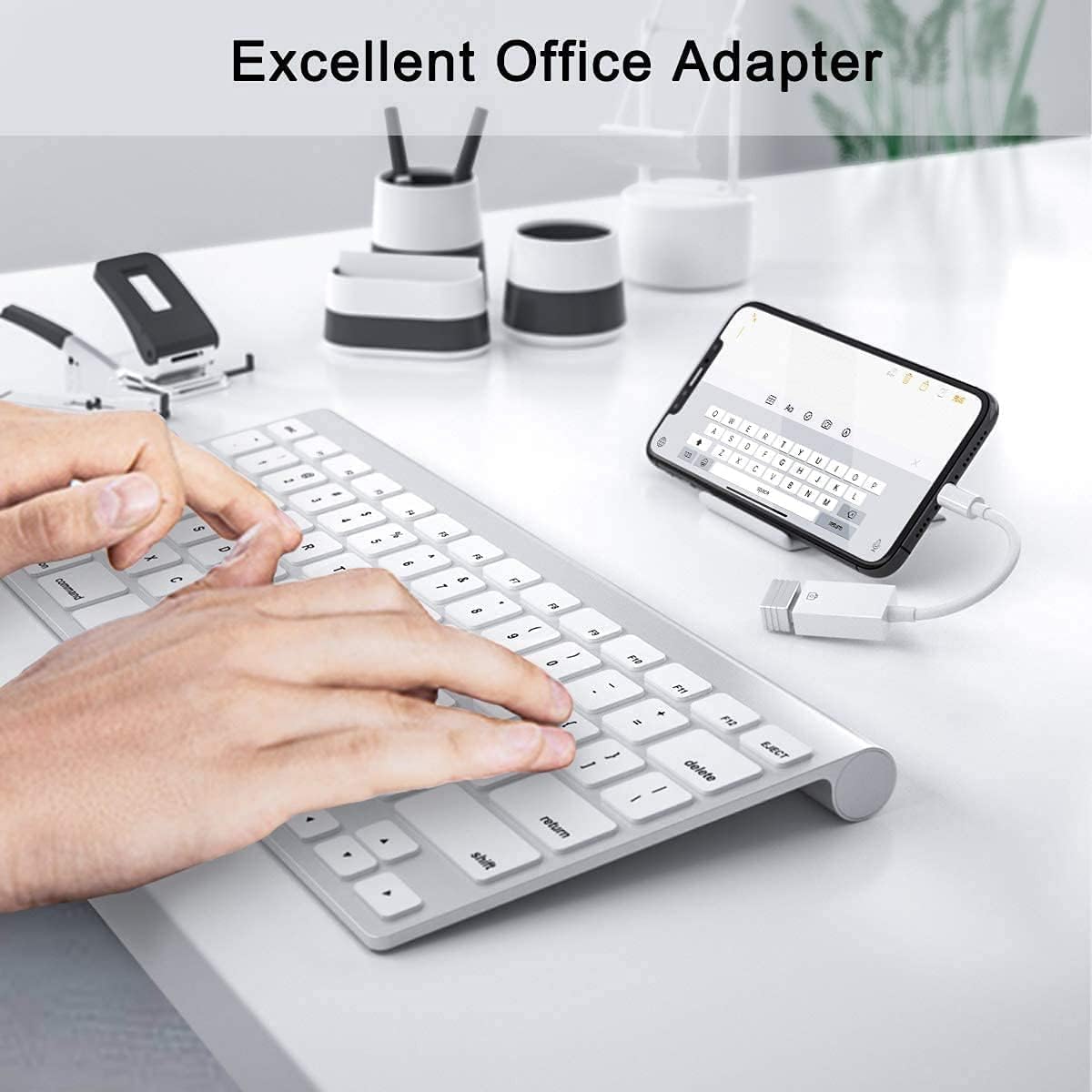 UBRONIK® Lightning to USB 3.0 Camera Adapter - OTG Female Cable Connector for iPhone & iPad - Supports USB Flash Drives, Card Readers, Keyboards, Mice, Cameras - White - Perfect for File Transfer, Photo Import & Mobile Office Work