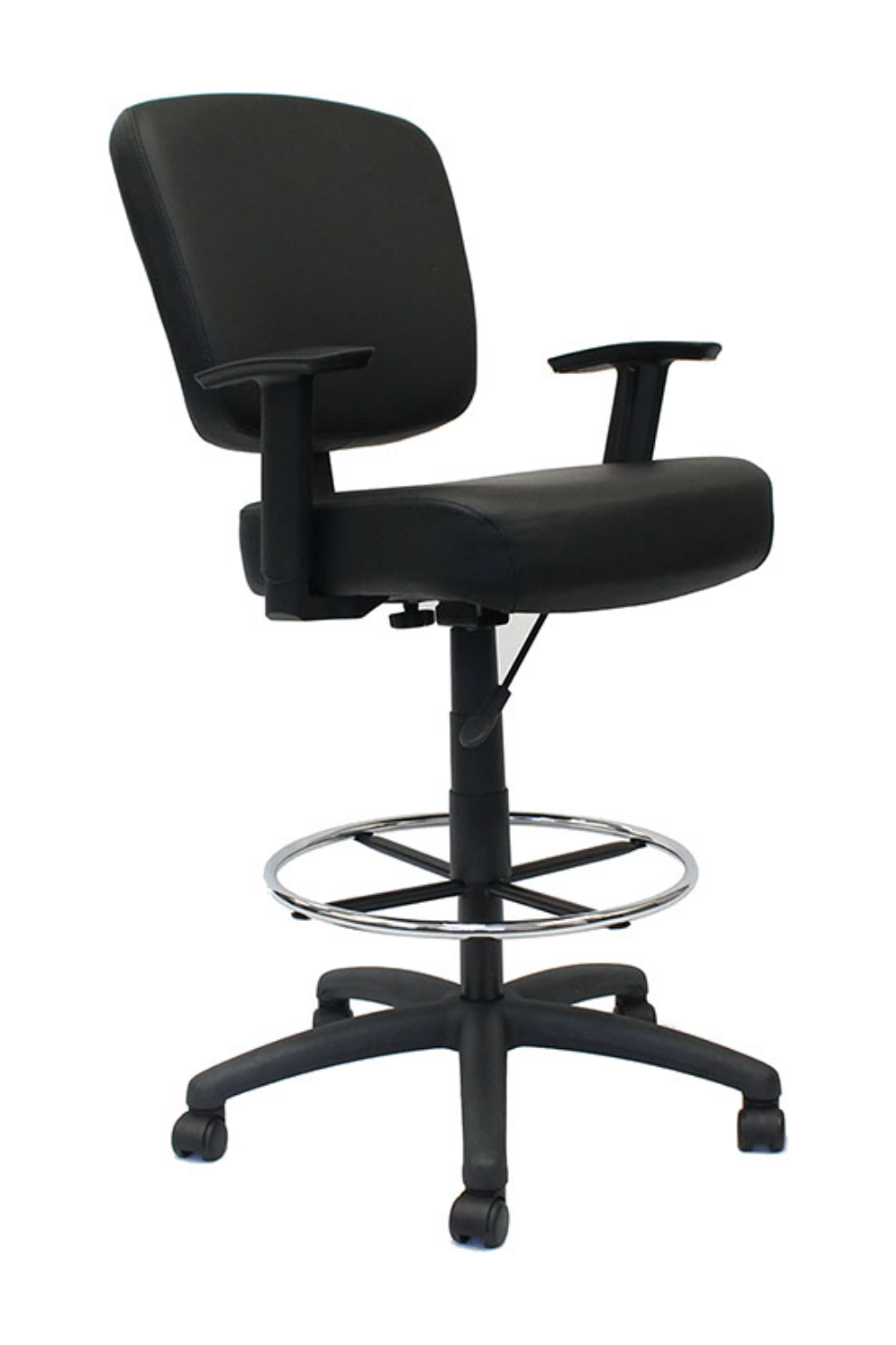 Boss Oversized Drafting Stool with Foot Rest - Adjustable Height Black Bar Stool B1680 for Home Office, Kitchen Island & Industrial Workspaces