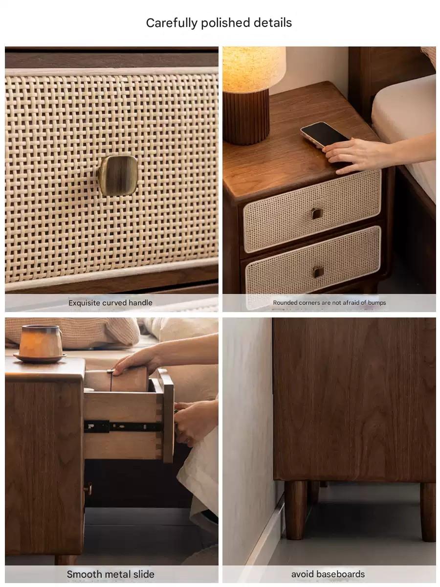 Premium Black Walnut Solid Wood Nightstand - Modern Bedside Table with Drawer for Bedroom, Living Room, or Guest Room - Durable & Stylish Home Furniture