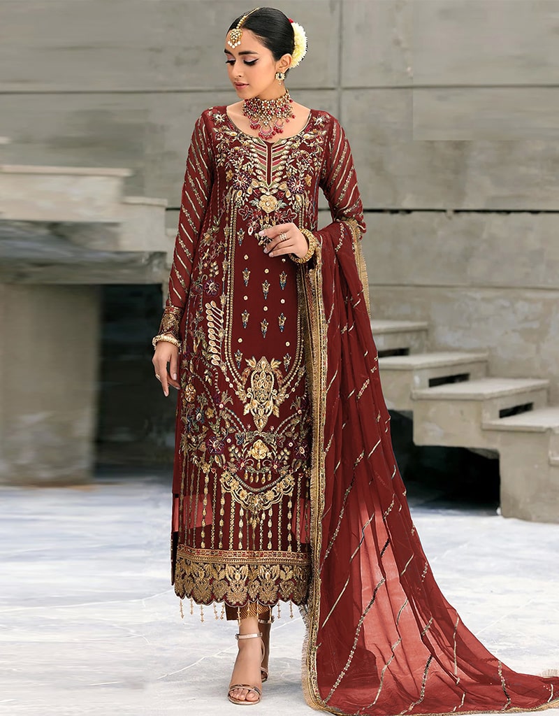 Elegant Brown Pant Style Suit in Georgette Fabric - Perfect for Office Wear, Business Meetings & Formal Occasions