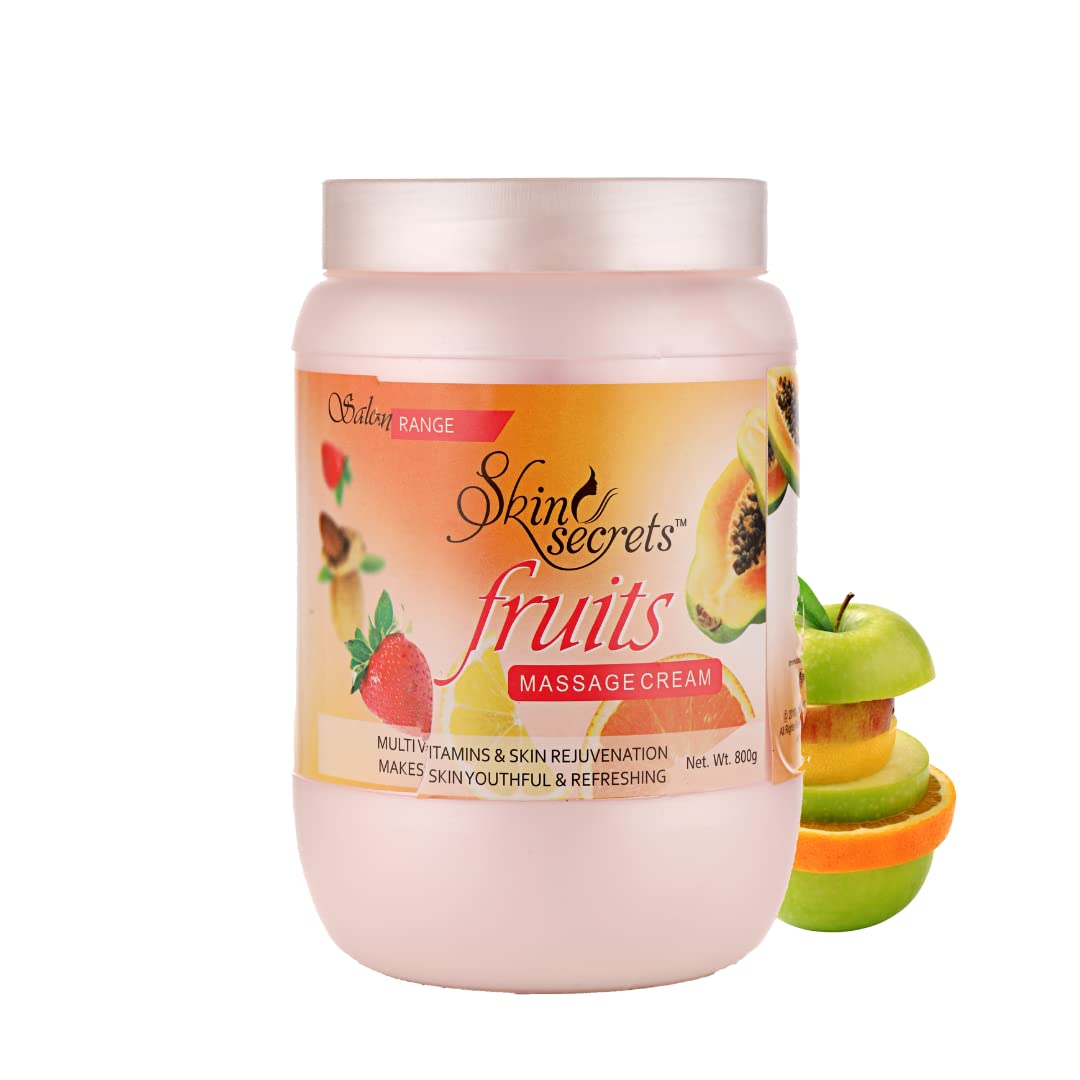 Skin Secrets Fruit Facial Massage Cream with Orange & Papaya Extract | Paraben Free, Cruelty Free & Vegan | 800gm | Hydrating & Brightening Face Moisturizer for Glowing Skin | Perfect for Daily Skincare Routine & Spa Treatments