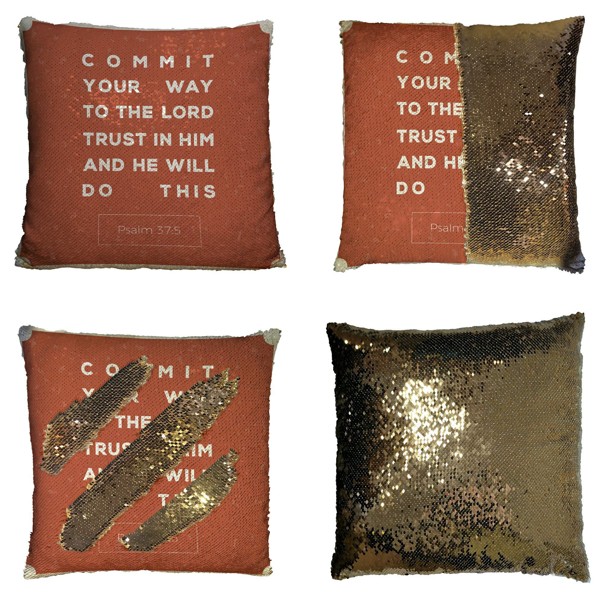 Reversible Mermaid Sequin Pillow Cover 20x20 - Bible Verse Home Decor for Bedroom & Gifts