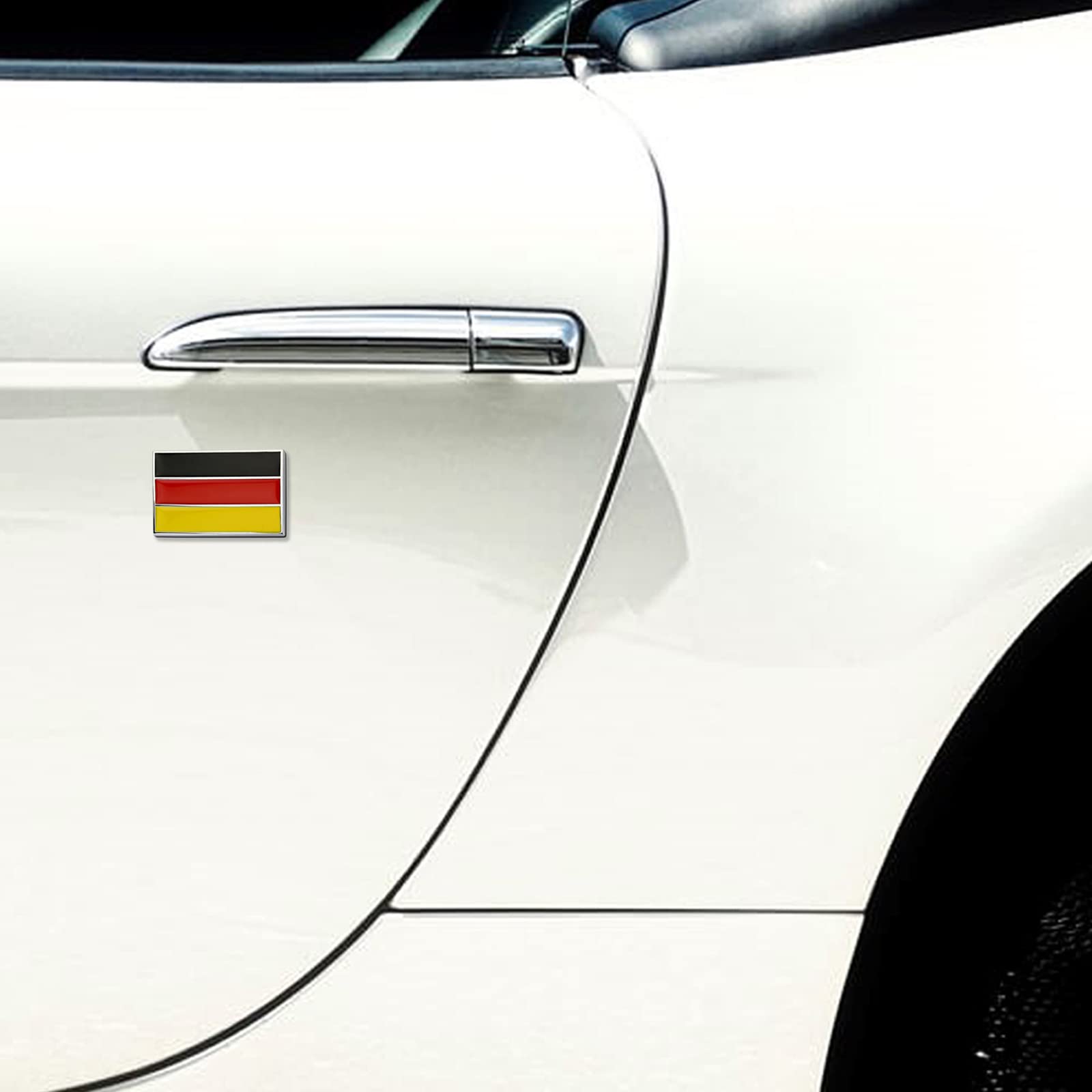 German Flag Sticker - 2.8x1.9 Inch Metal Car Flag Decal for Trucks, Vehicles & Windows | Durable Germany Country Flag Emblem Badge - Perfect for International Travel, Sports Events & Patriotic Decor