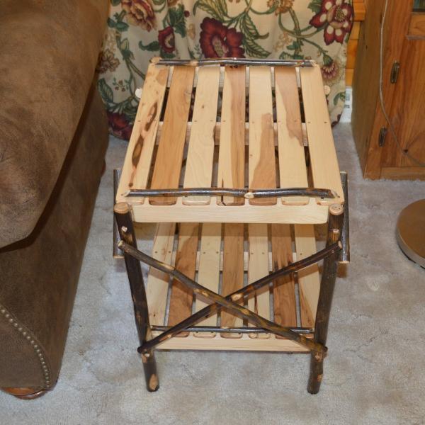Stylish Hickory End Table for Living Room - Rustic Wood Side Table with Storage Shelf - Perfect for Small Spaces, Bedroom, or Office Decor
