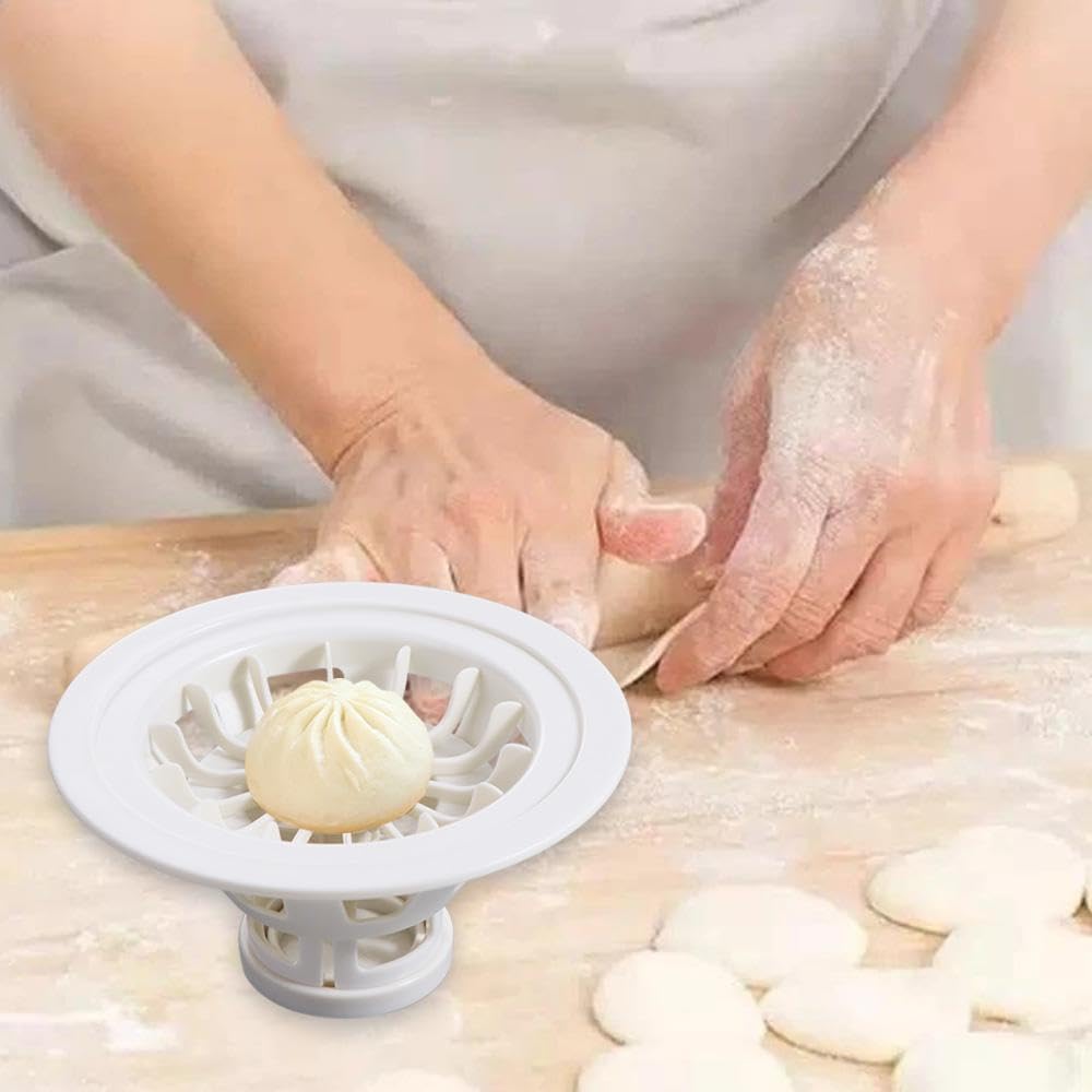 Automatic Baozi Maker Machine - Flower Shaped Dumpling & Steamed Bun Maker with Mould for Home Kitchen (White) | Perfect for Asian Cuisine, Party Snacks & Family Cooking