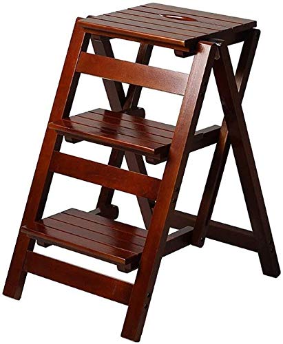 NEVKA Foldable Wooden Step Stool - Multifunctional Kitchen Ladder Stool, Office Step Stool, Library Stool with Non-Slip Feet - Perfect for Home, Kitchen, Office, and Library Use