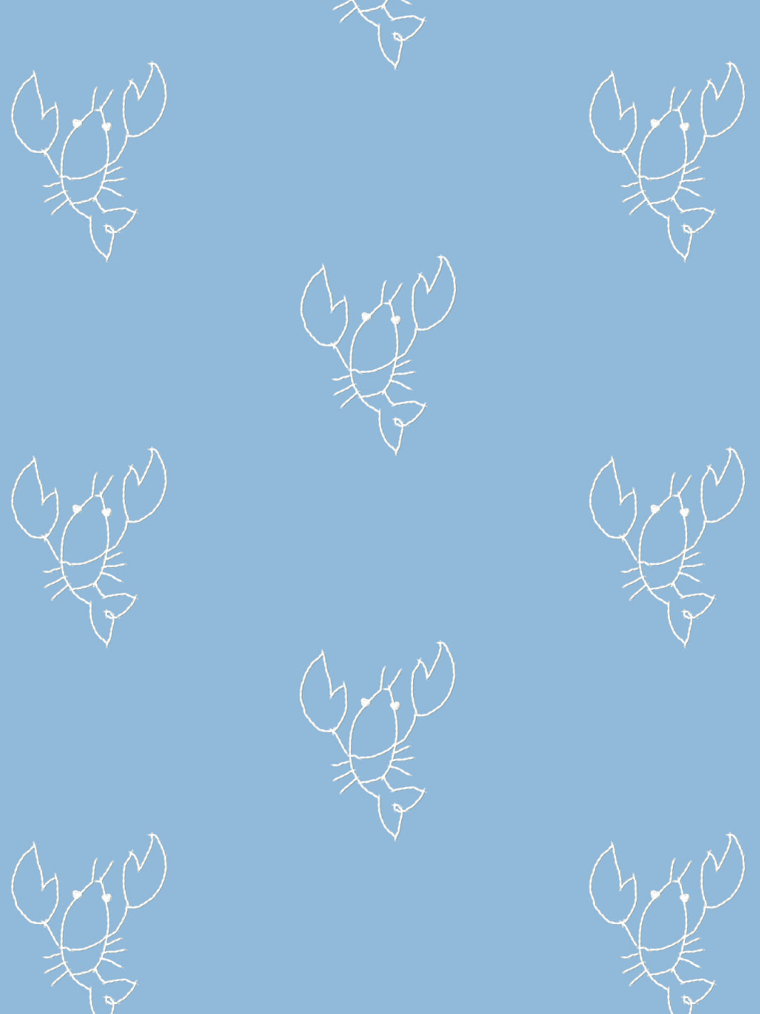 Lobsters Wallpaper by Lingua Franca - Cornflower Blue Peel & Stick Removable Wallpaper for Kitchen, Bathroom, Nursery Decor