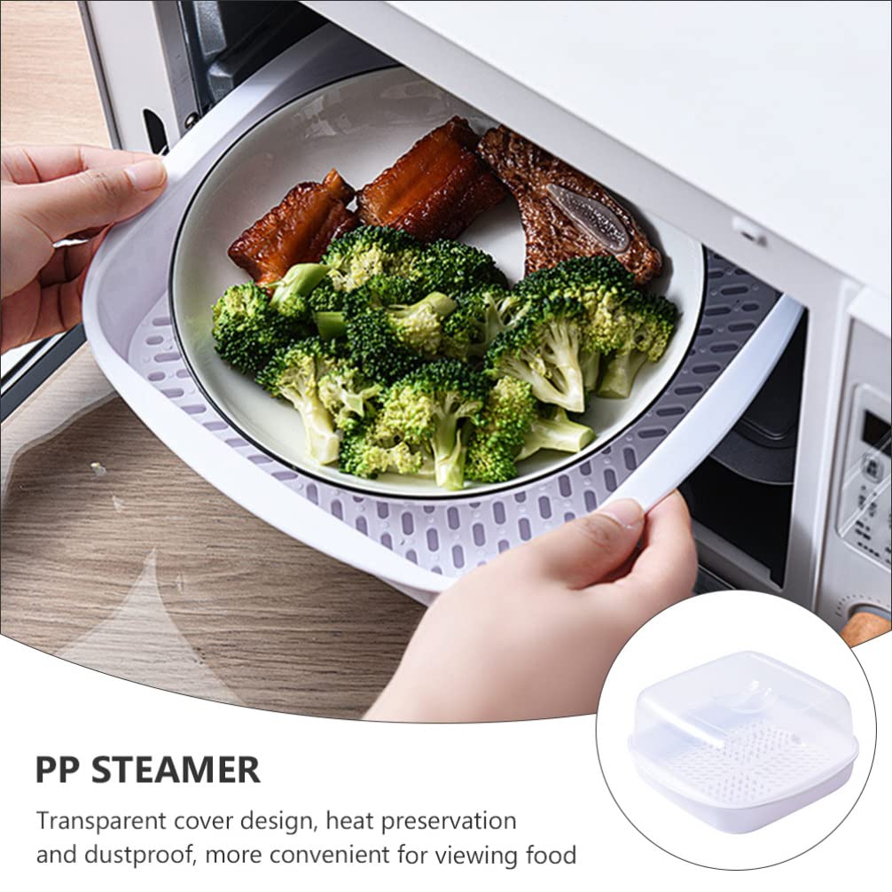 OSALADI Microwave Steamer Cookware Set - Vegetable & Fish Steamer with Removable Strainer & Vent Lid - Perfect for Healthy Cooking, Meal Prep & Quick Microwave Meals