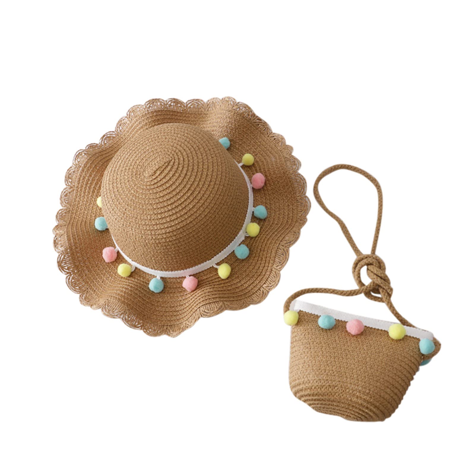 Stylish Straw Sun Hat for Women & Kids - UV Protection Summer Beach Hat with Free Bag - Bulk Pack for Family Outdoor Activities