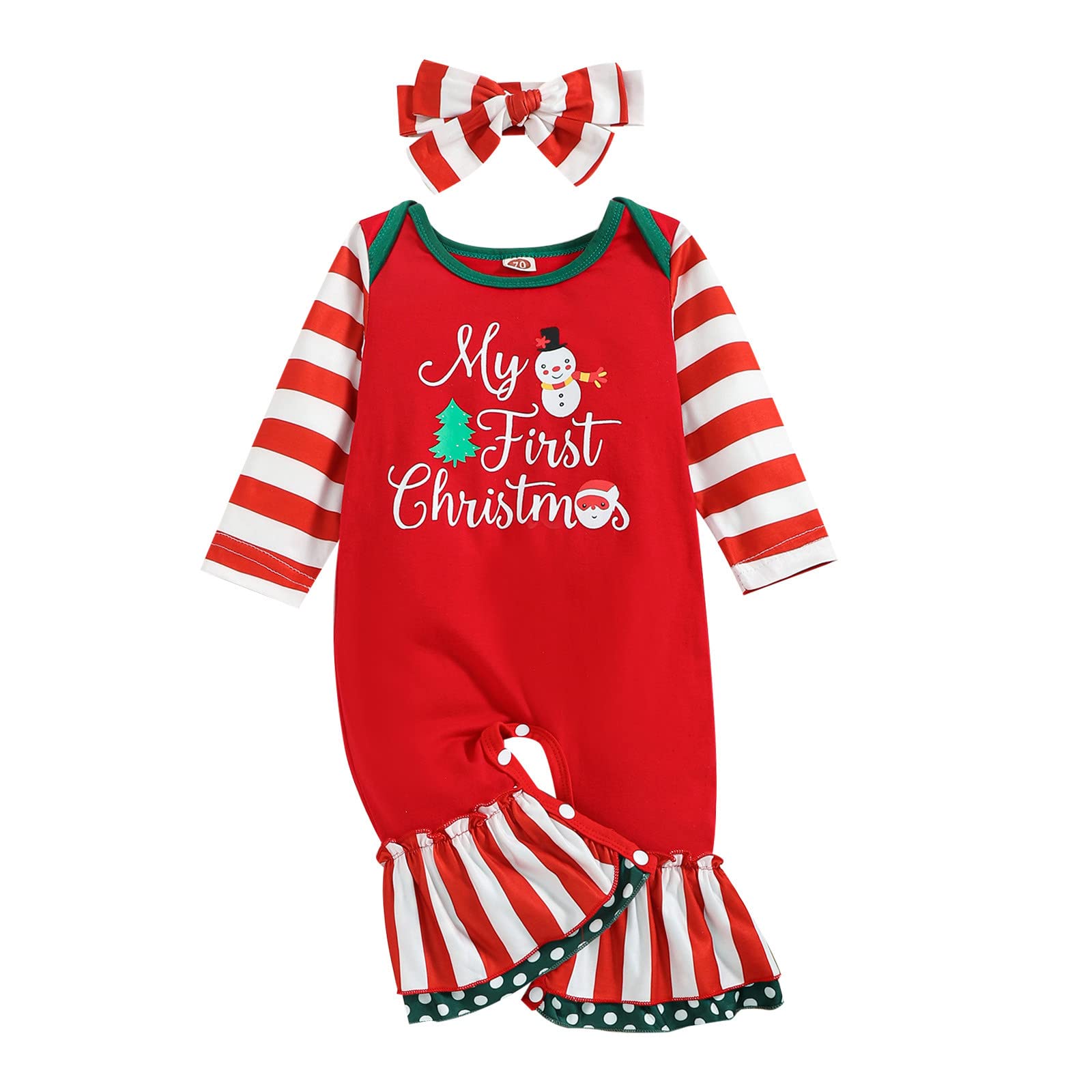 **Cute Christmas Snowman Printed Romper Jumpsuit & Headband Set for Baby Boys & Girls - Holiday Outfit for Xmas Party, Family Photos & Festive Celebrations**