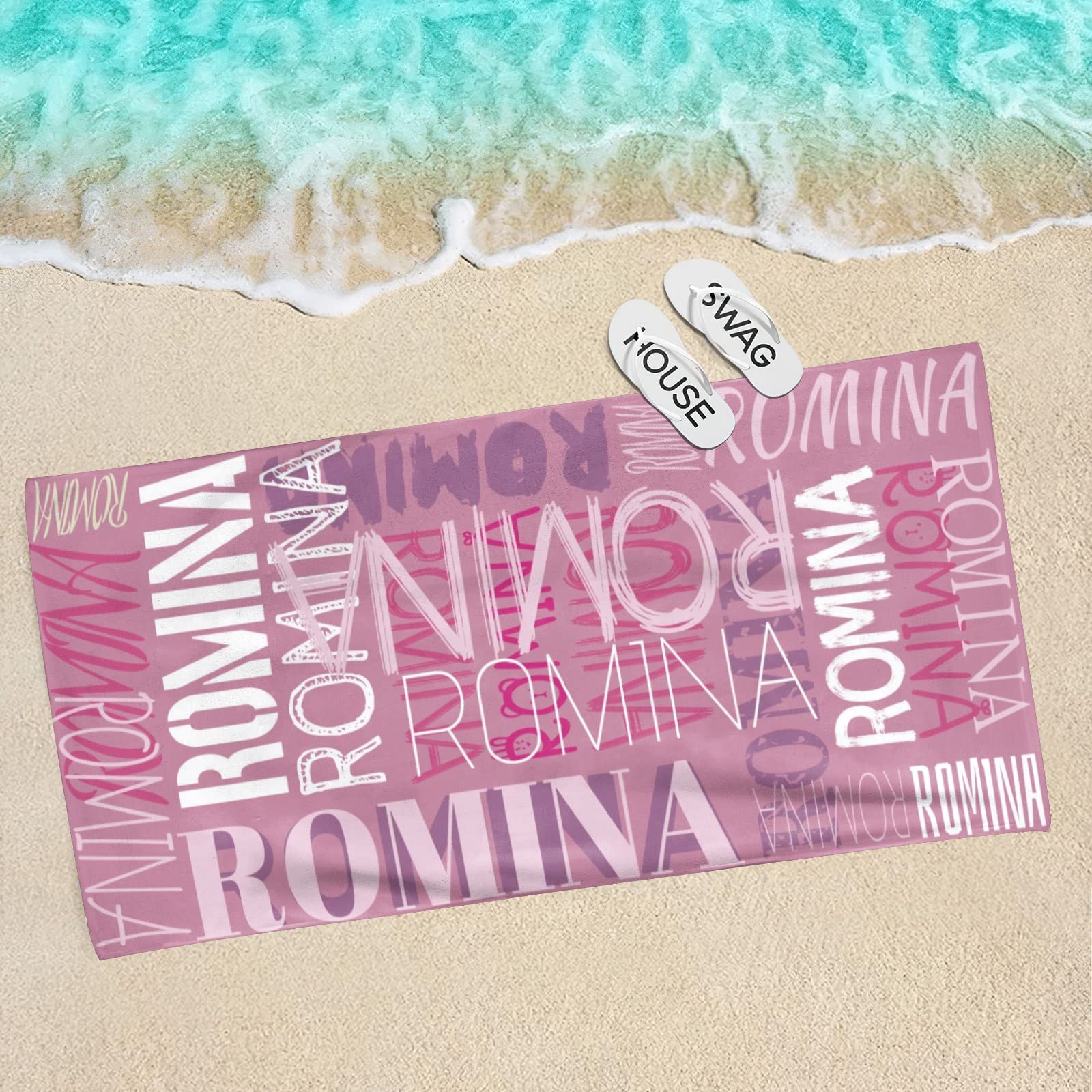 Personalized Kids Beach Towels with Name - Custom Mermaid Beach Towels for Girls, Quick Dry Microfiber, Soft & Absorbent (Z-Pink) - Perfect for Pool, Beach, Summer Vacation & Gift Giving