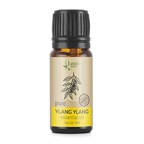 Lass Naturals Ylang Ylang Essential Oil 100% Pure & Undiluted - 10ml Therapeutic Grade Aromatherapy Oil for Relaxation, Stress Relief & Skin Care | Perfect for Diffusers, Massage & DIY Beauty Products