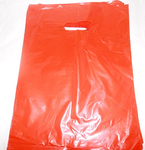 50 Pack 9x12 Inch Red Plastic Bags for Retail Merchandise, Gifts & Party Favors - Durable & Versatile Store Packaging Solution