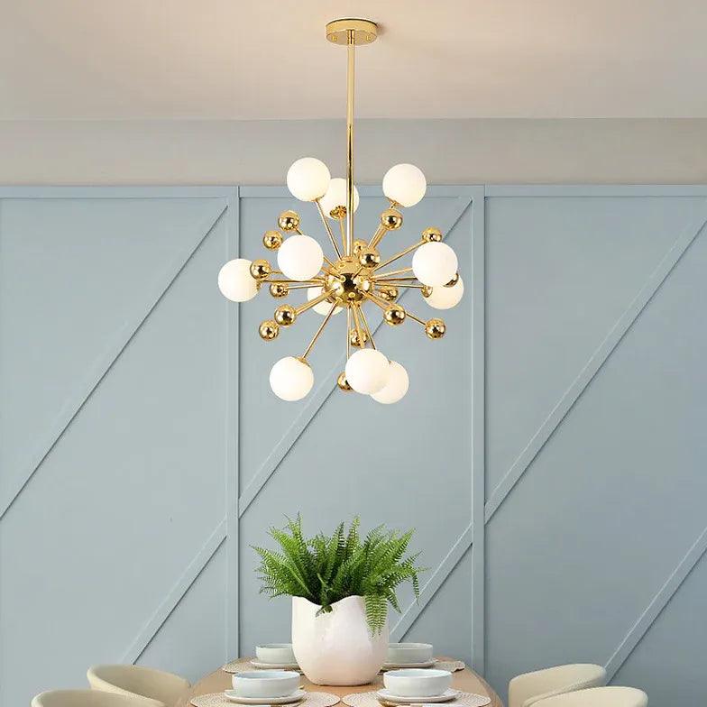 Modern Gold Chandelier with Star Radiation Design - Elegant Ceiling Light Fixture for Living Room, Dining Room, Bedroom & Home Decor