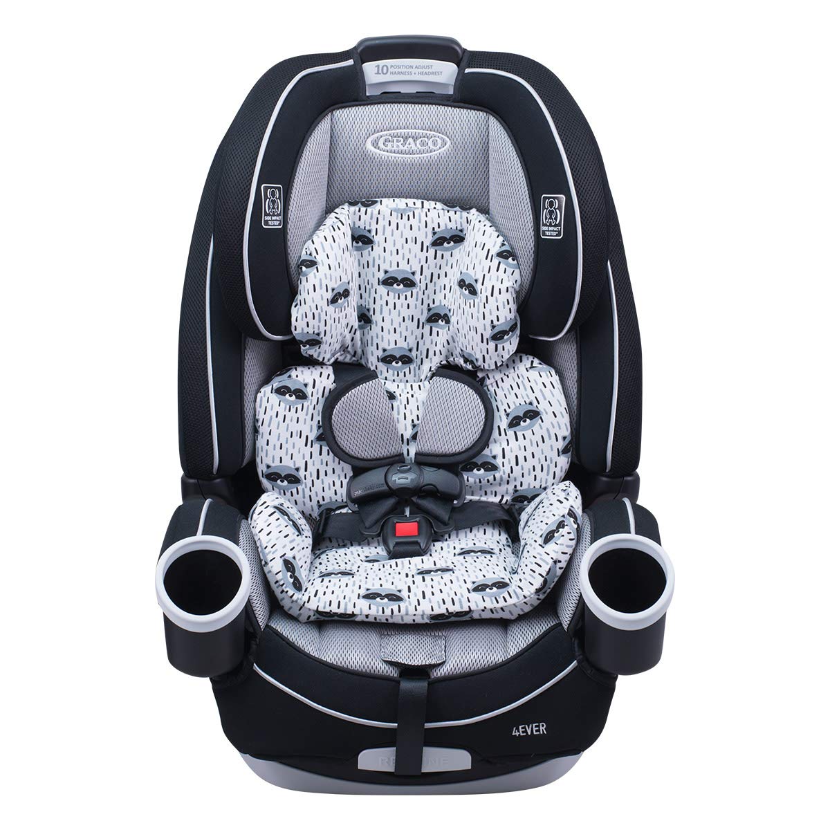 JYOKO Kids Cotton Car Seat Cover Liner - Compatible with Graco 4Ever DLX 4-in-1 Convertible Car Seat (Red Raccoon Design) - Soft, Breathable & Washable for Infants & Toddlers - Perfect for Road Trips, Daily Commutes & Errands