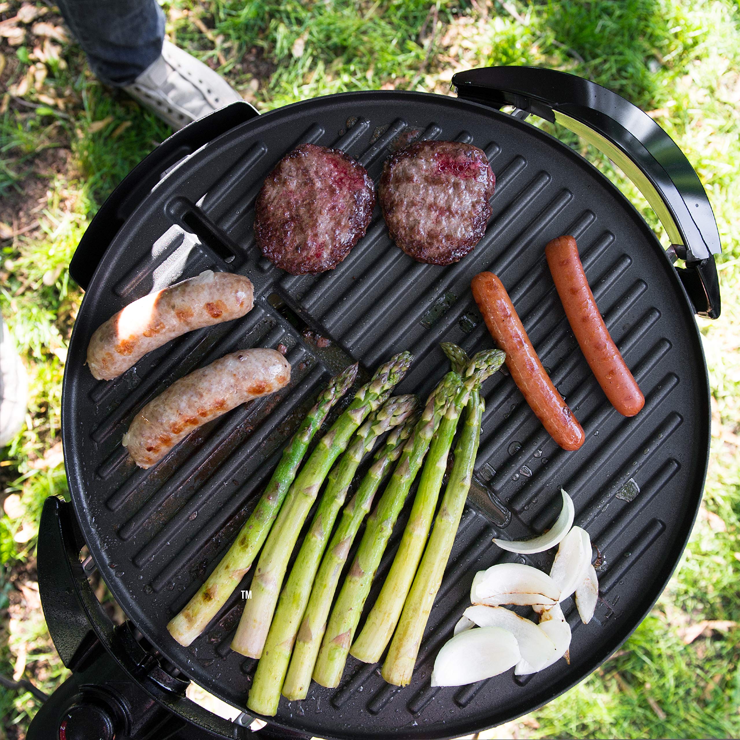 George Foreman Indoor Outdoor Electric Grill - 15-Serving Countertop & Patio Grill with Removable Stand, Black - Perfect for Apartments, Balconies, Camping & Small Space Cooking