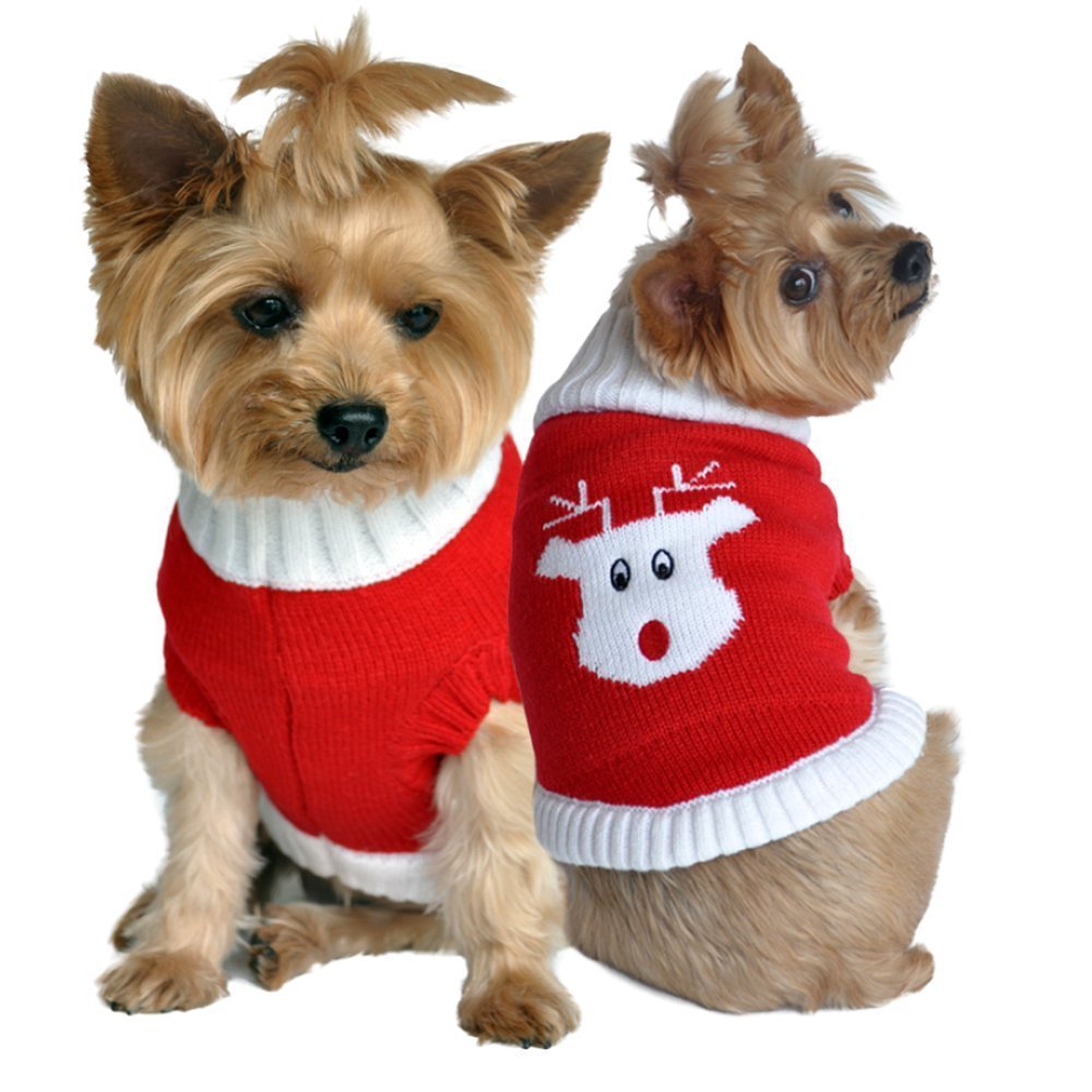 Stylish Doggie Design Fall Sweaters for Small Dogs - Cozy Red XS Pet Sweater for Autumn Walks & Outdoor Adventures