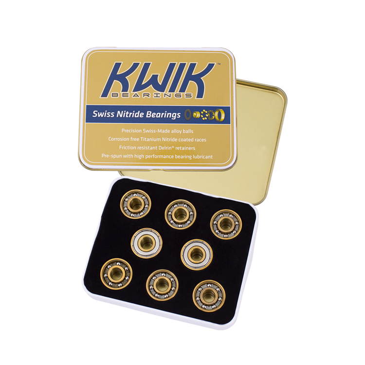 Swiss Nitride 8mm Bearings - 16 Pack - High Performance Skateboard & Longboard Bearings for Smooth Ride & Speed - Perfect for Skateboarding, Rollerblading & Scooters