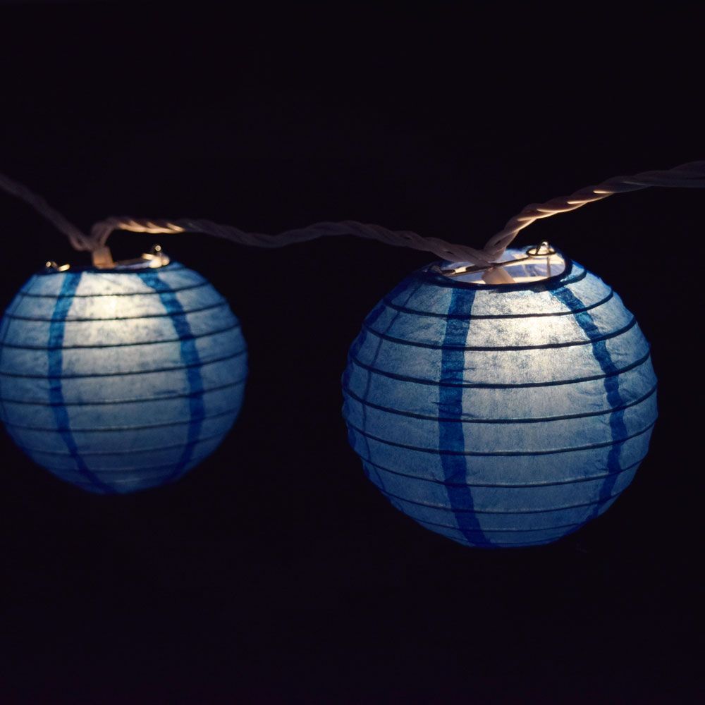 4 Pack Dark Blue Round Paper Lanterns with Even Ribbing - Hanging Party Decorations for Weddings, Birthdays & Home Decor (String Lights Sold Separately)